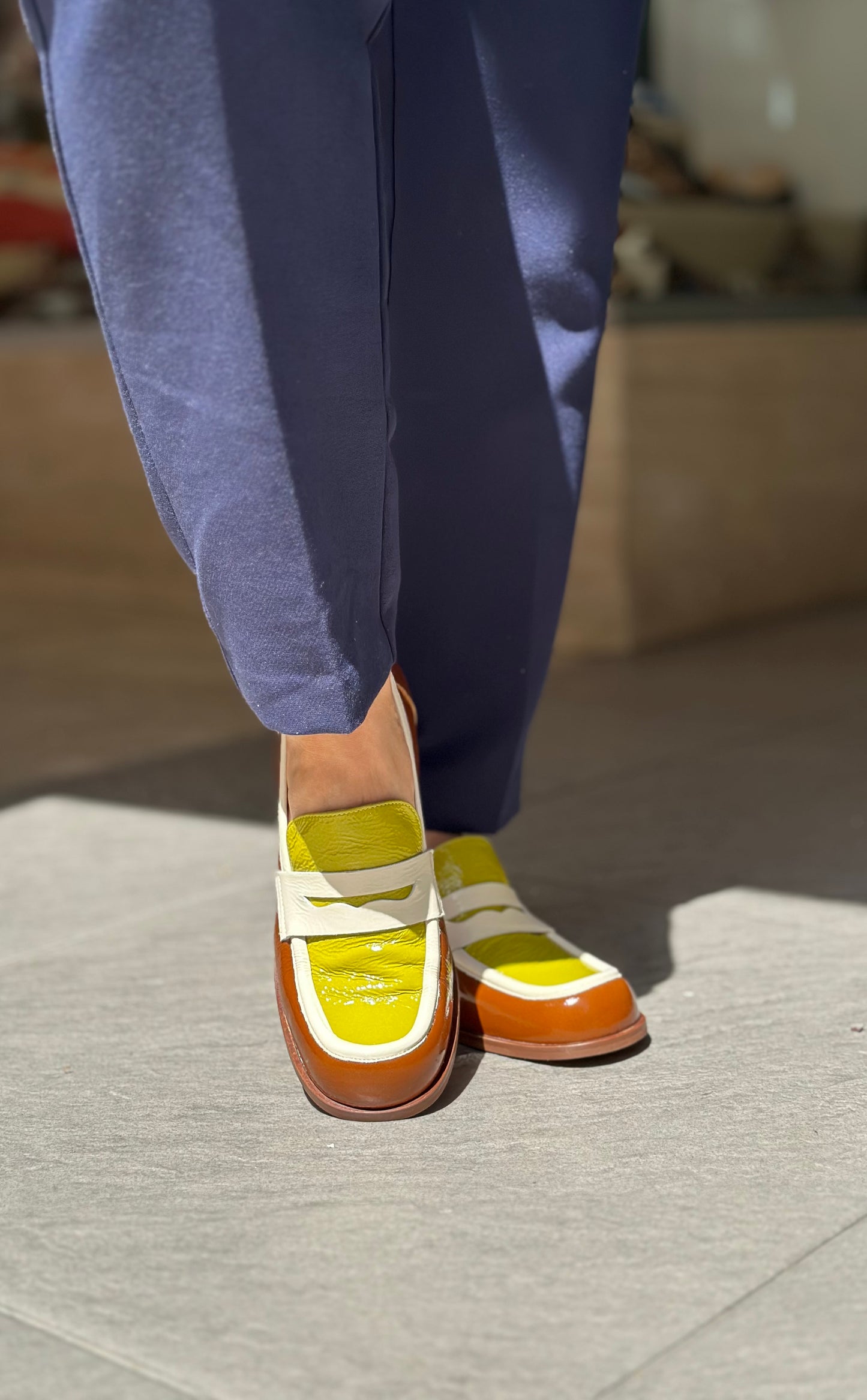 Mocassins LES VENUES Femme vert/jaune et marron