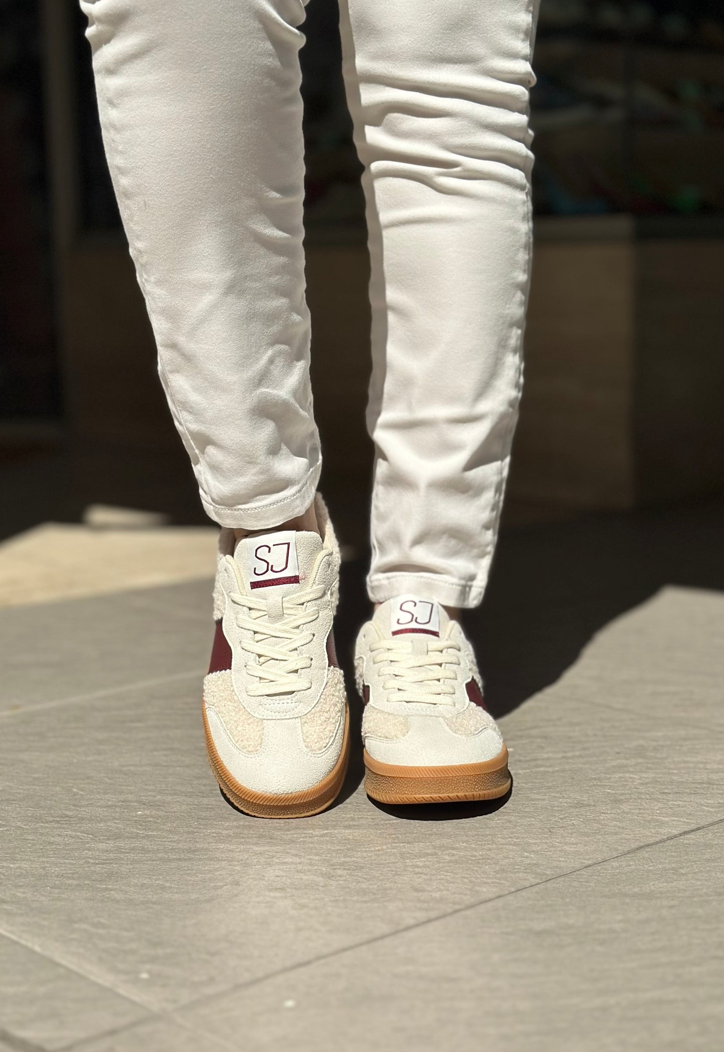 Baskets SJ FEMME Beige et bordeaux