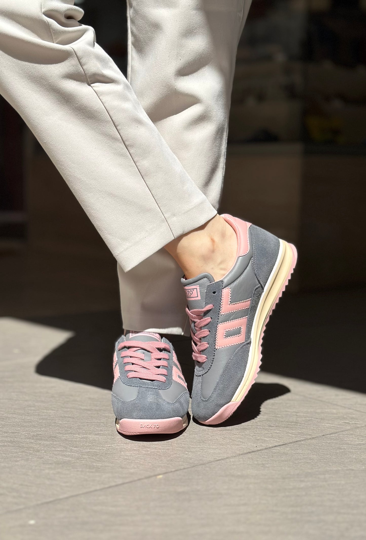 Baskets BACK70 BARKLEY gris et rose Femme