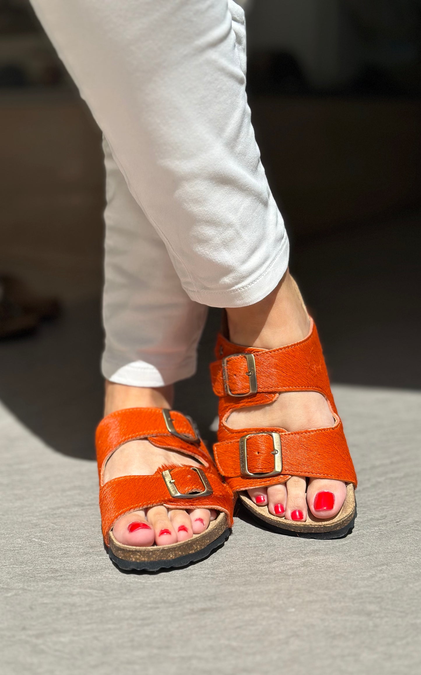 Nu-pieds CUBANAS Poilus orange femme