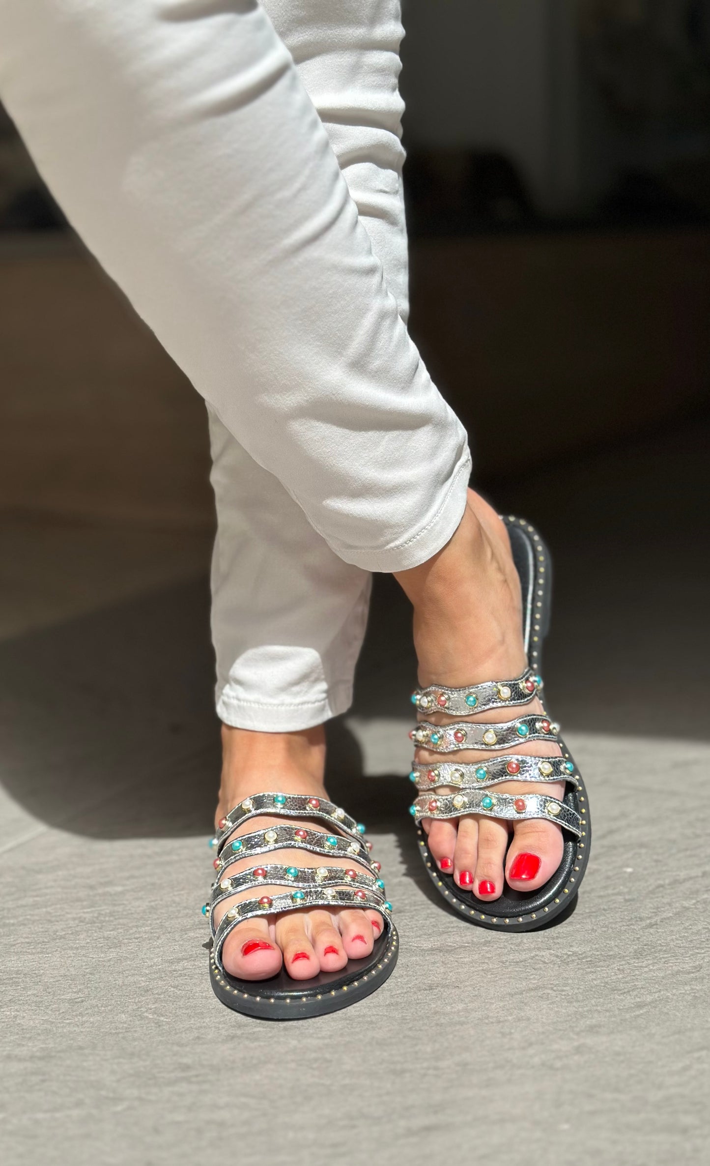 Mules CAFE NOIR Argentés femme