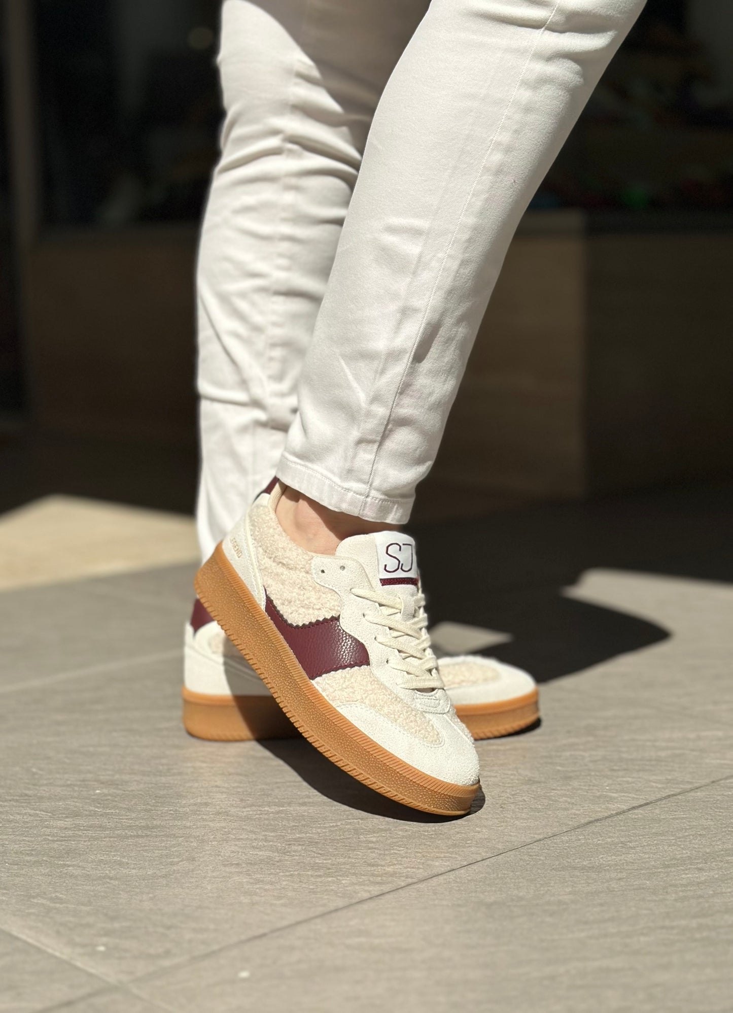 Baskets SJ FEMME Beige et bordeaux