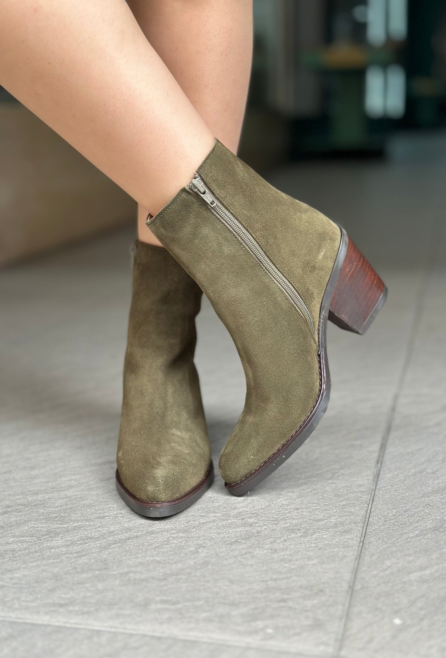 Bottines NGY MACHADO VELOUR VERT femme