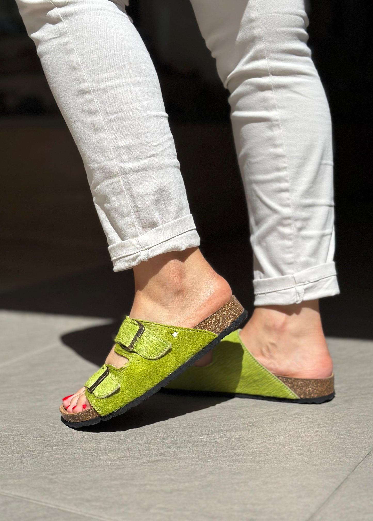 Nu-pieds CUBANAS Poilus vert femme
