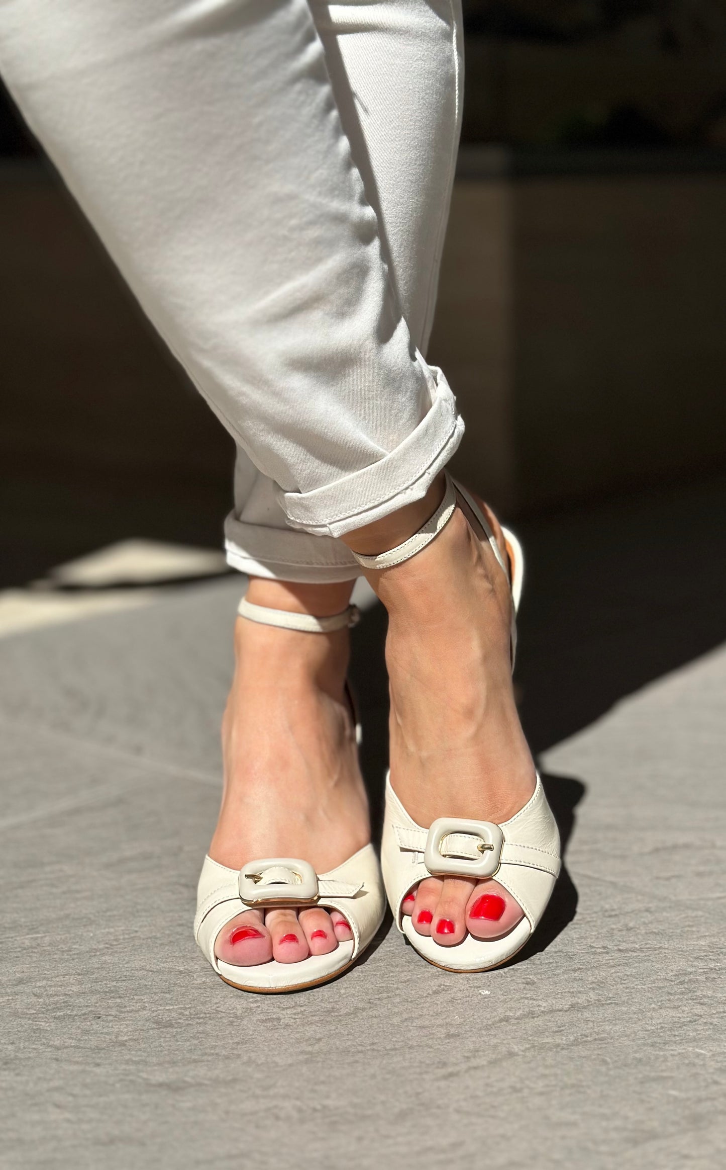 Nu-pieds à talons Angel Alarcon blanc cassé femme