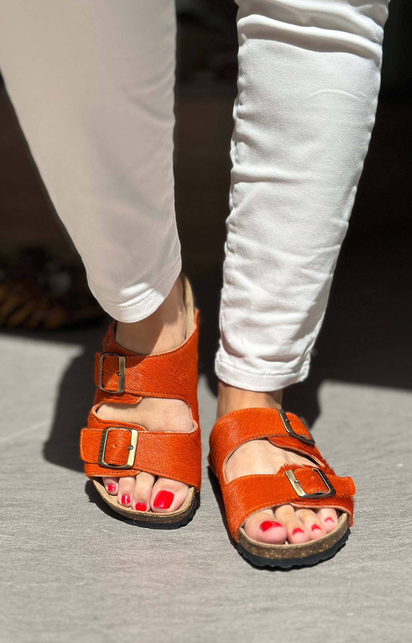 Nu-pieds CUBANAS Poilus orange femme