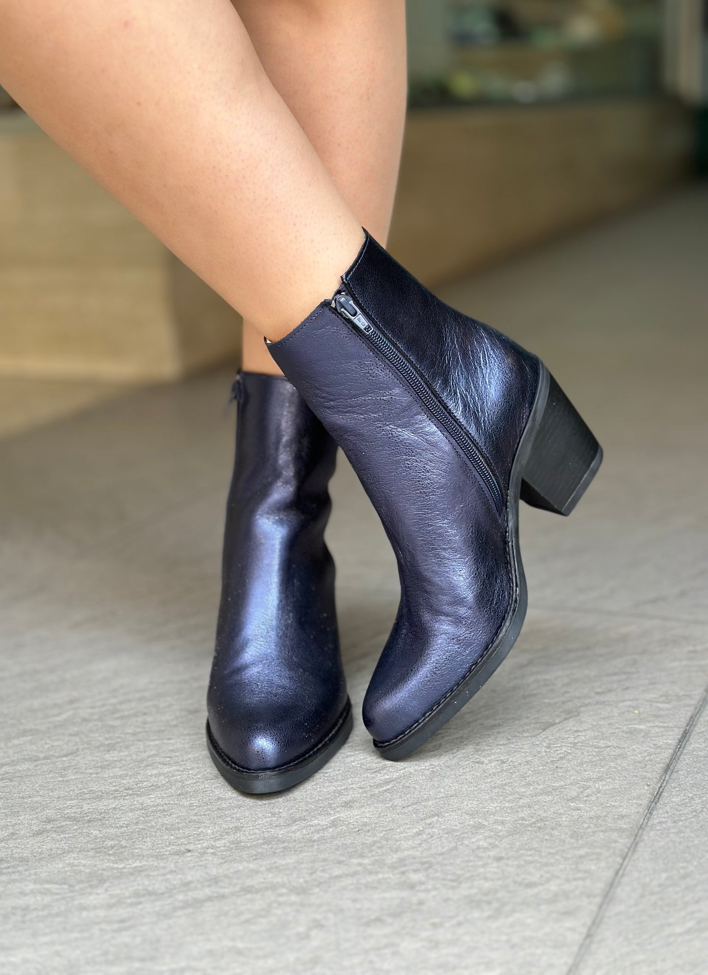 Bottines NGY LAMINADO BLEU femme