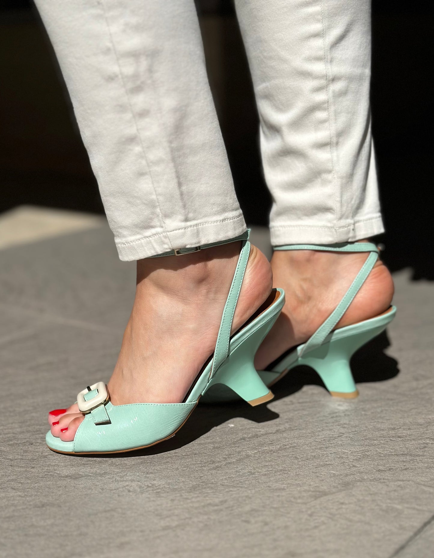 Nu-pieds à talons Angel Alarcon Bleu menthe femme