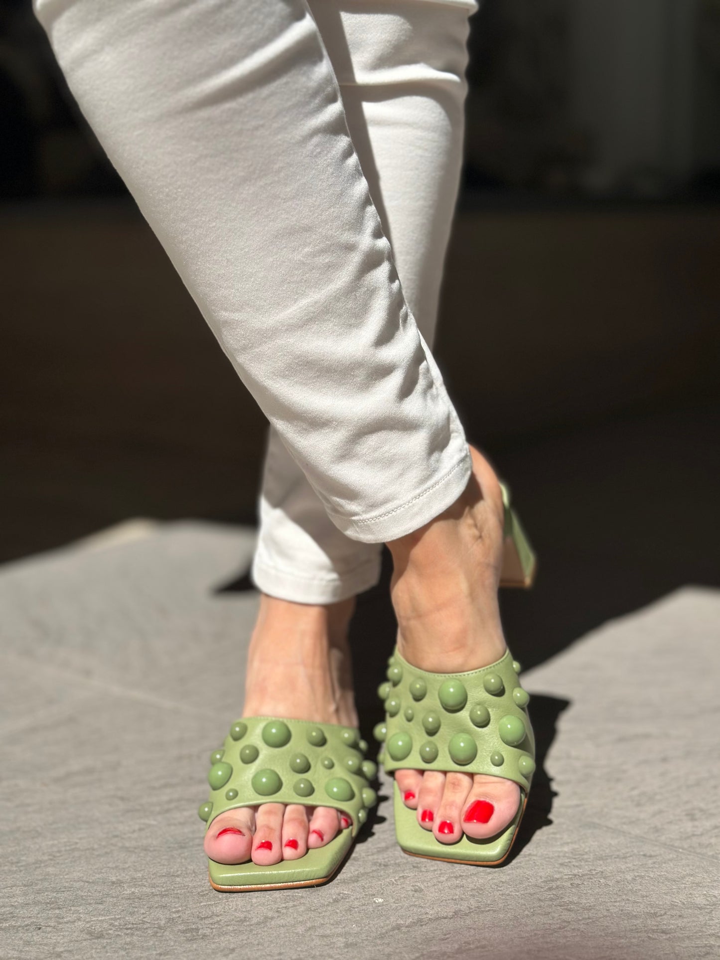 Mules à talons Angel Alarcon vert femme