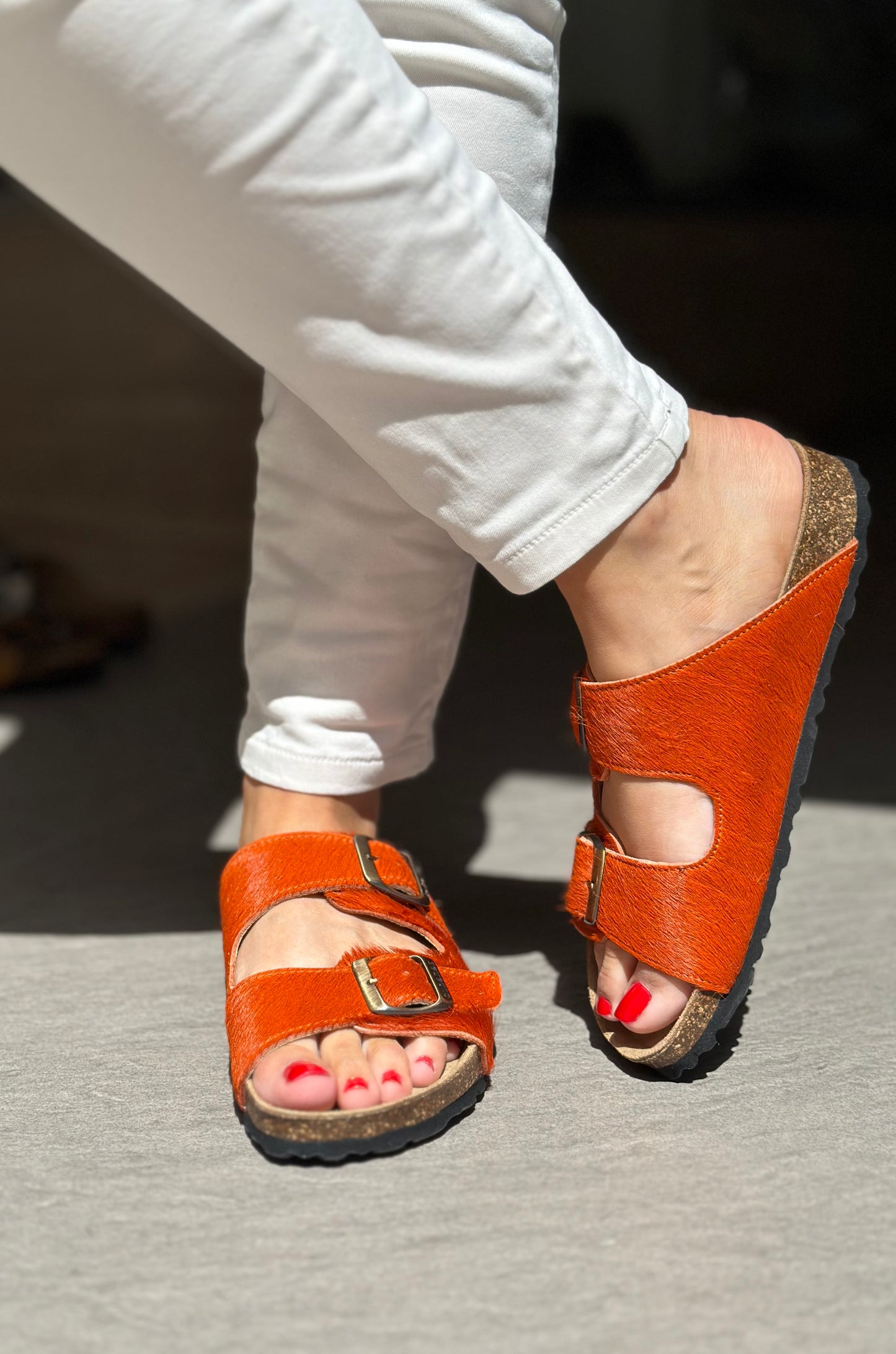 Nu-pieds CUBANAS Poilus orange femme