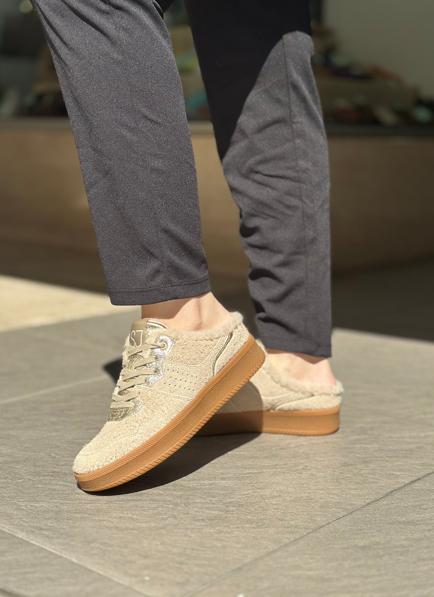 Baskets mules SJ FEMME Beige et doré