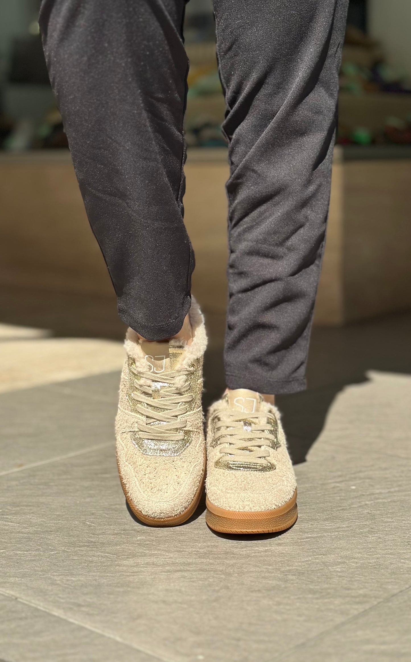 Baskets mules SJ FEMME Beige et doré