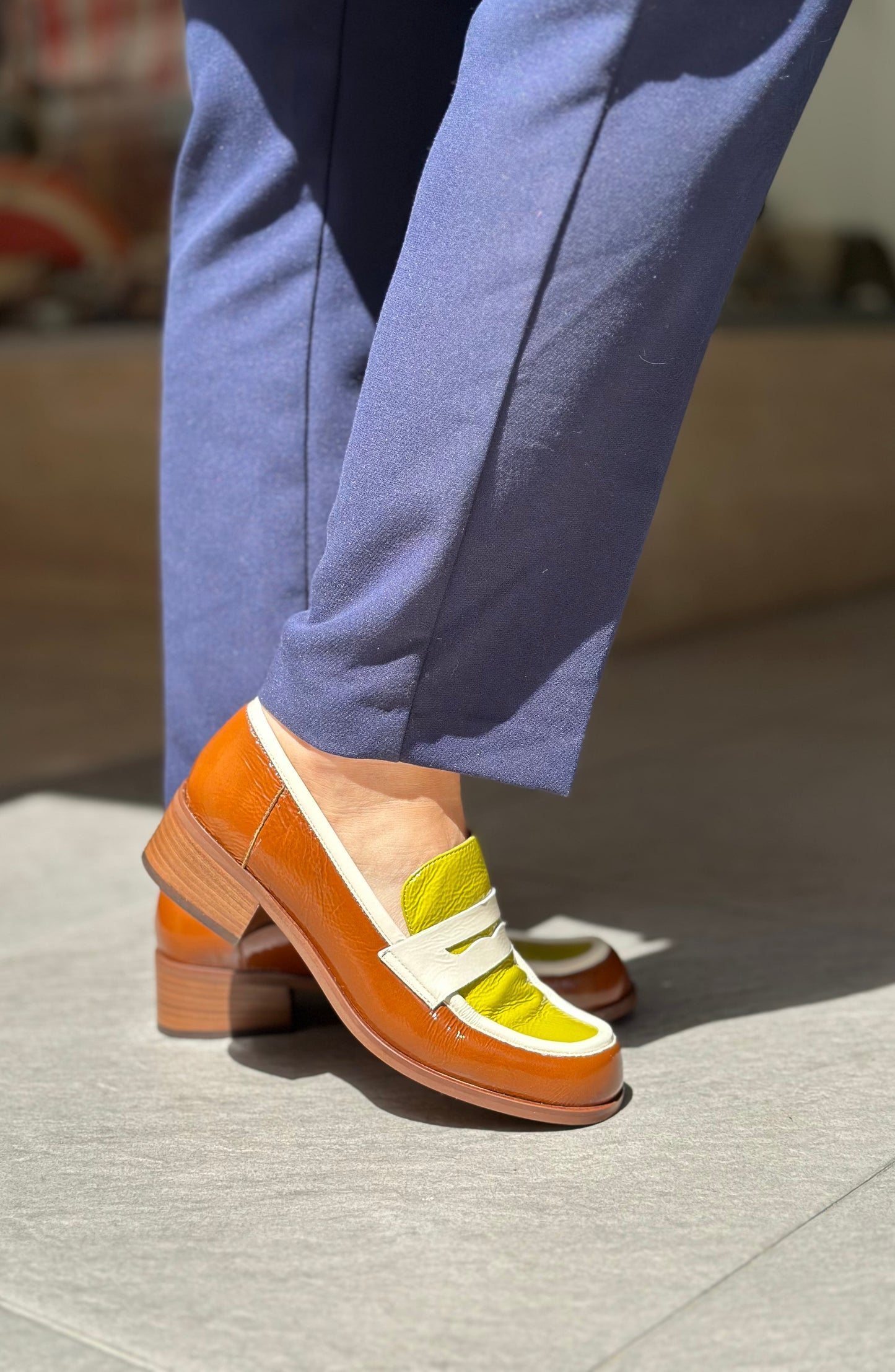 Mocassins LES VENUES Femme vert/jaune et marron