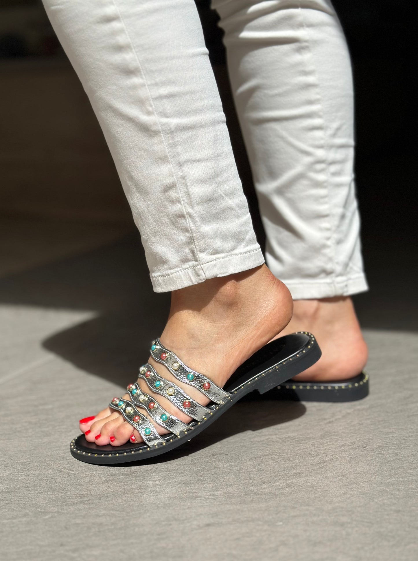 Mules CAFE NOIR Argentés femme