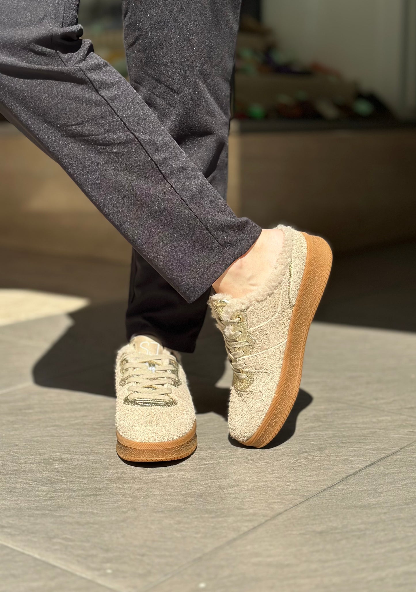 Baskets mules SJ FEMME Beige et doré