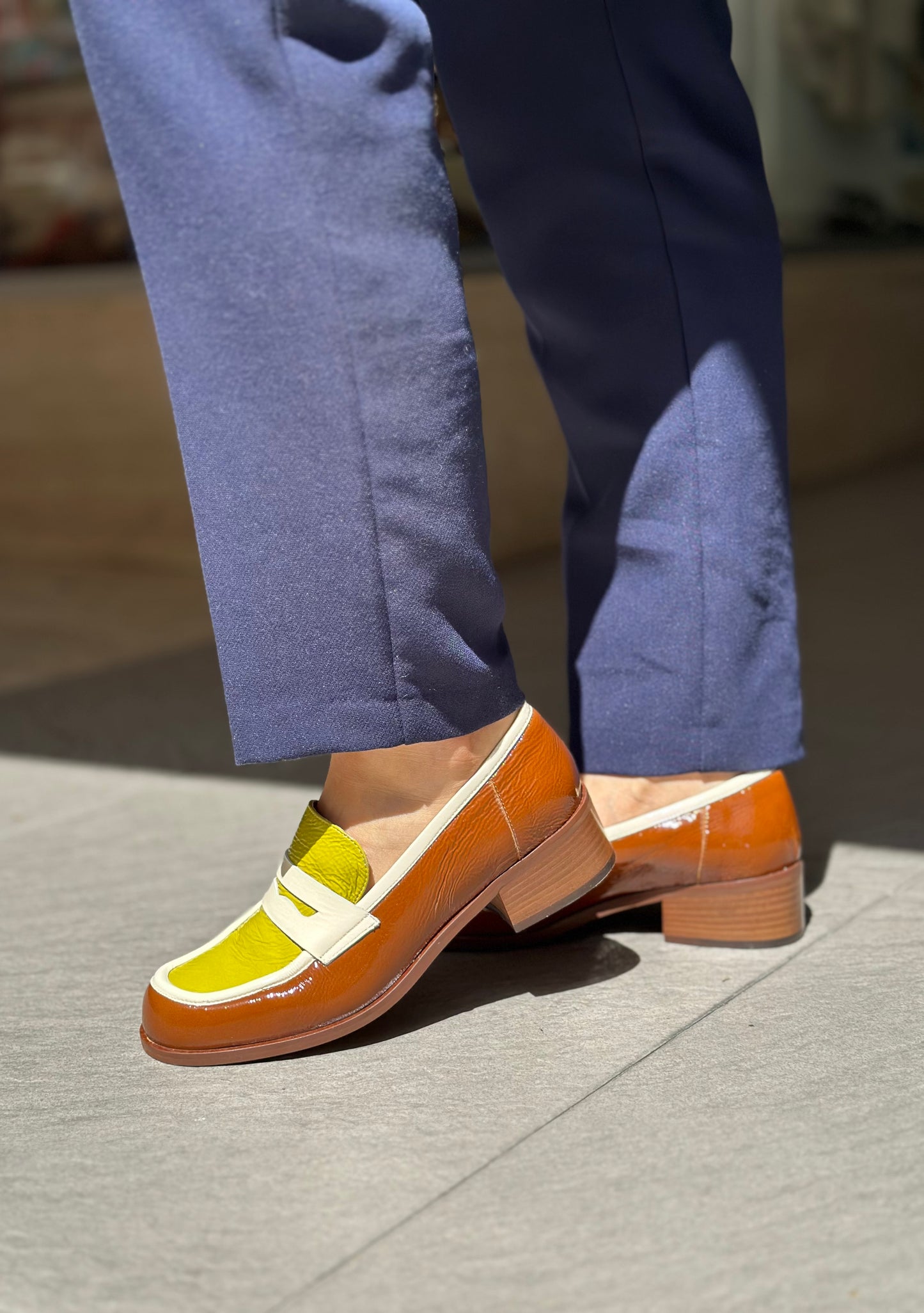 Mocassins LES VENUES Femme vert/jaune et marron
