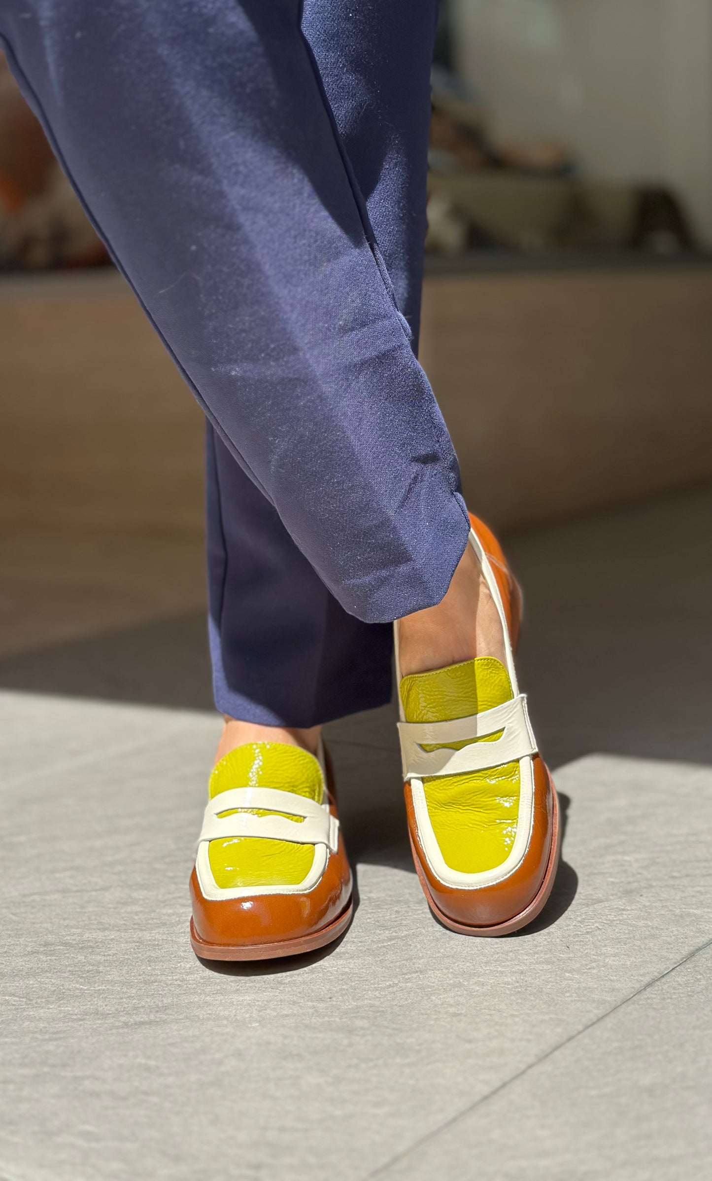 Mocassins LES VENUES Femme vert/jaune et marron