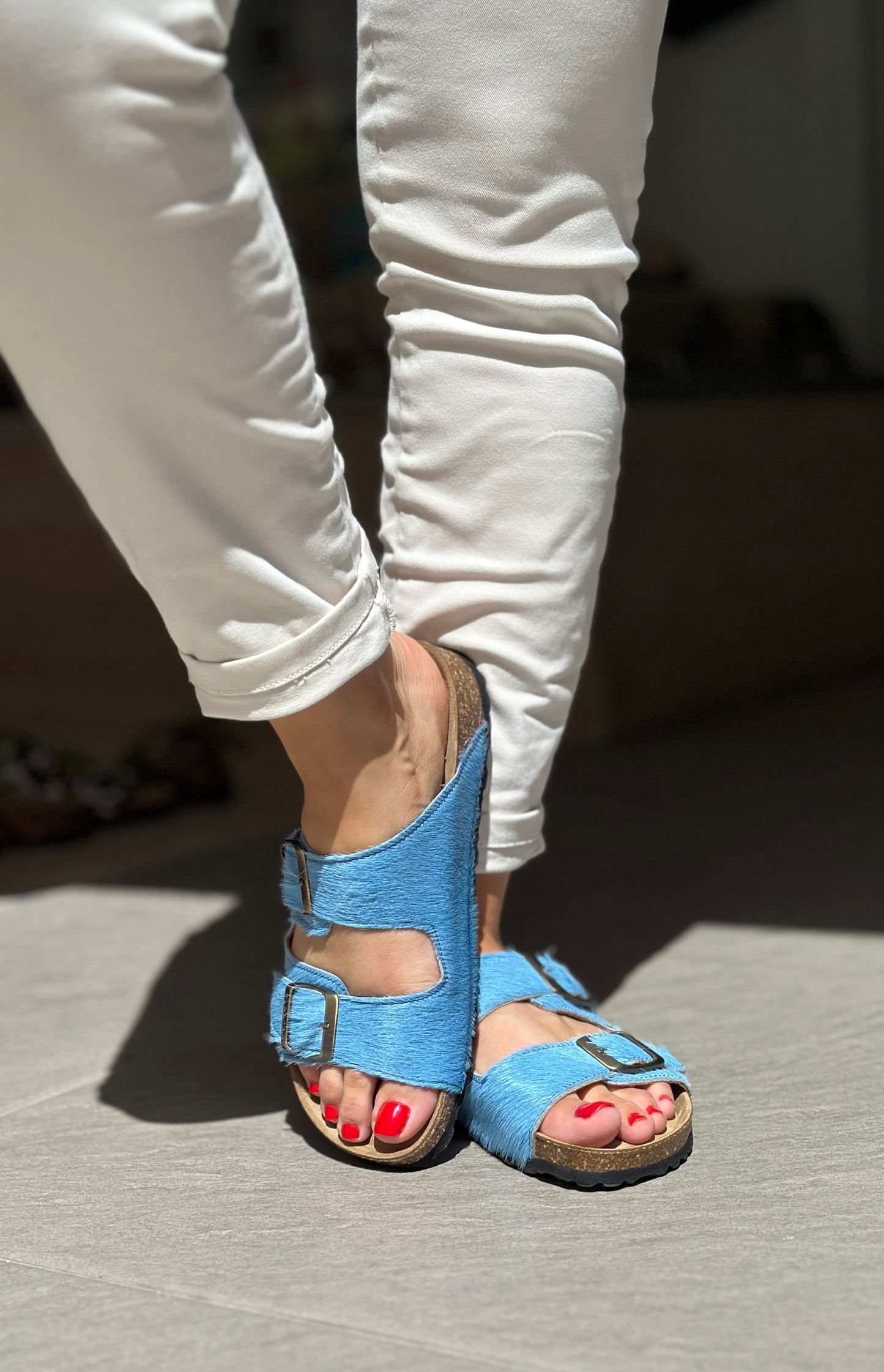 Nu-pieds CUBANAS Poilus BLEU femme