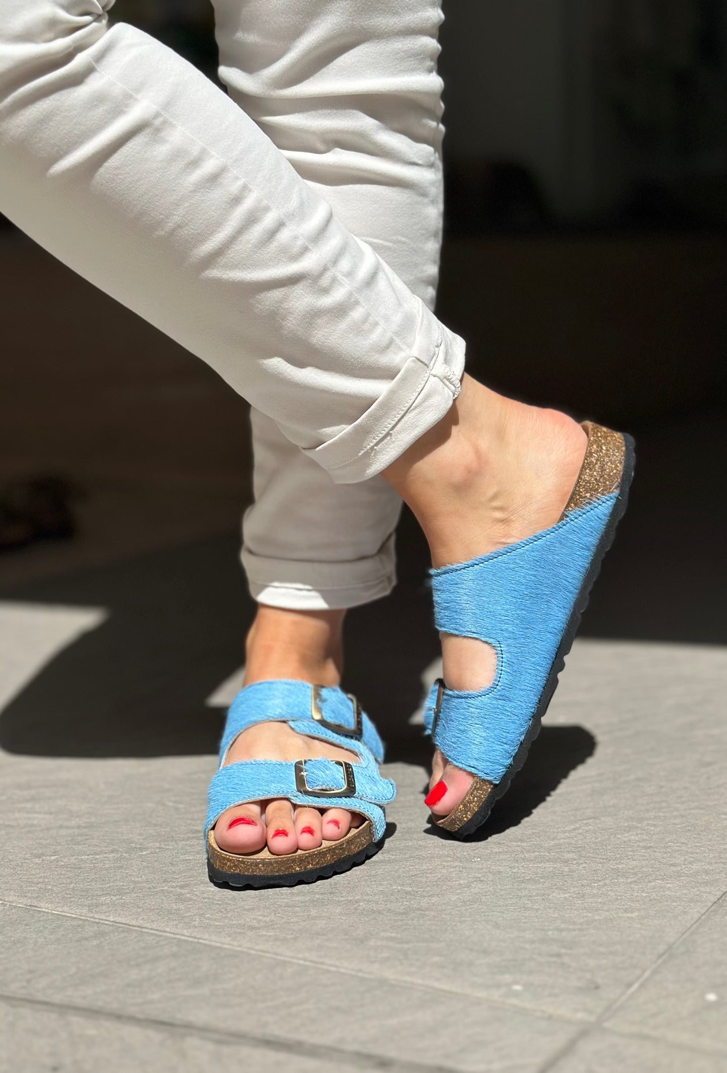 Nu-pieds CUBANAS Poilus BLEU femme