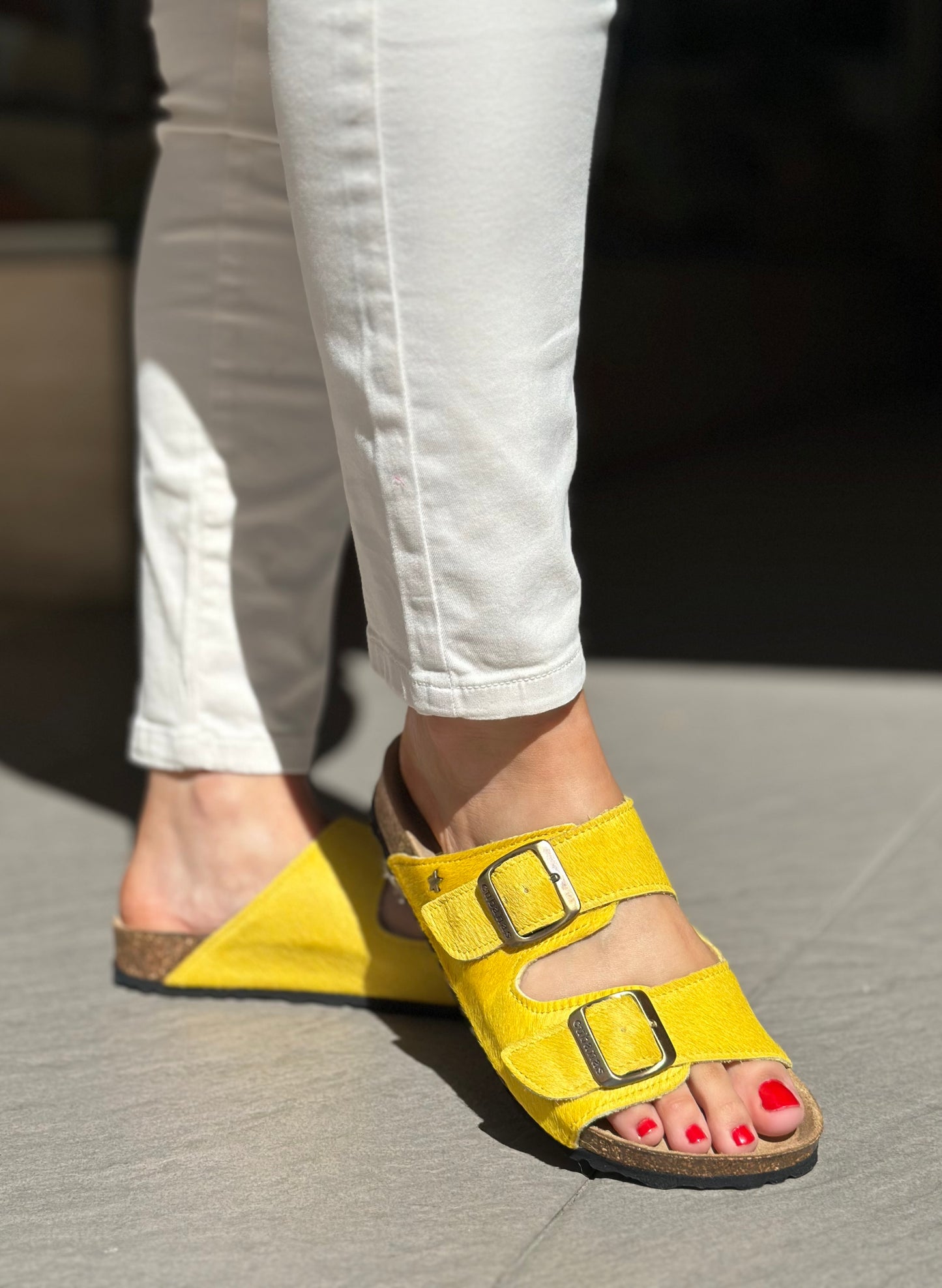 Nu-pieds CUBANAS Poilus jaune femme