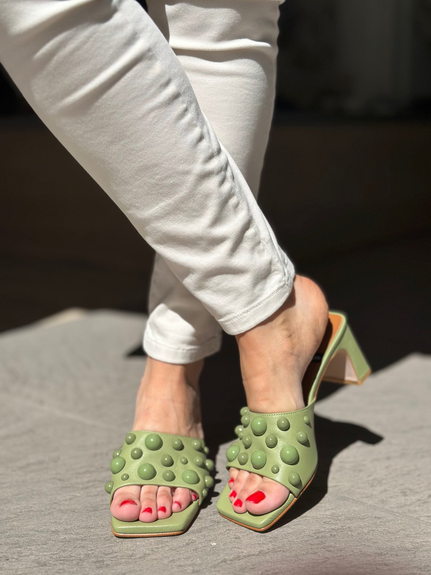 Mules à talons Angel Alarcon vert femme