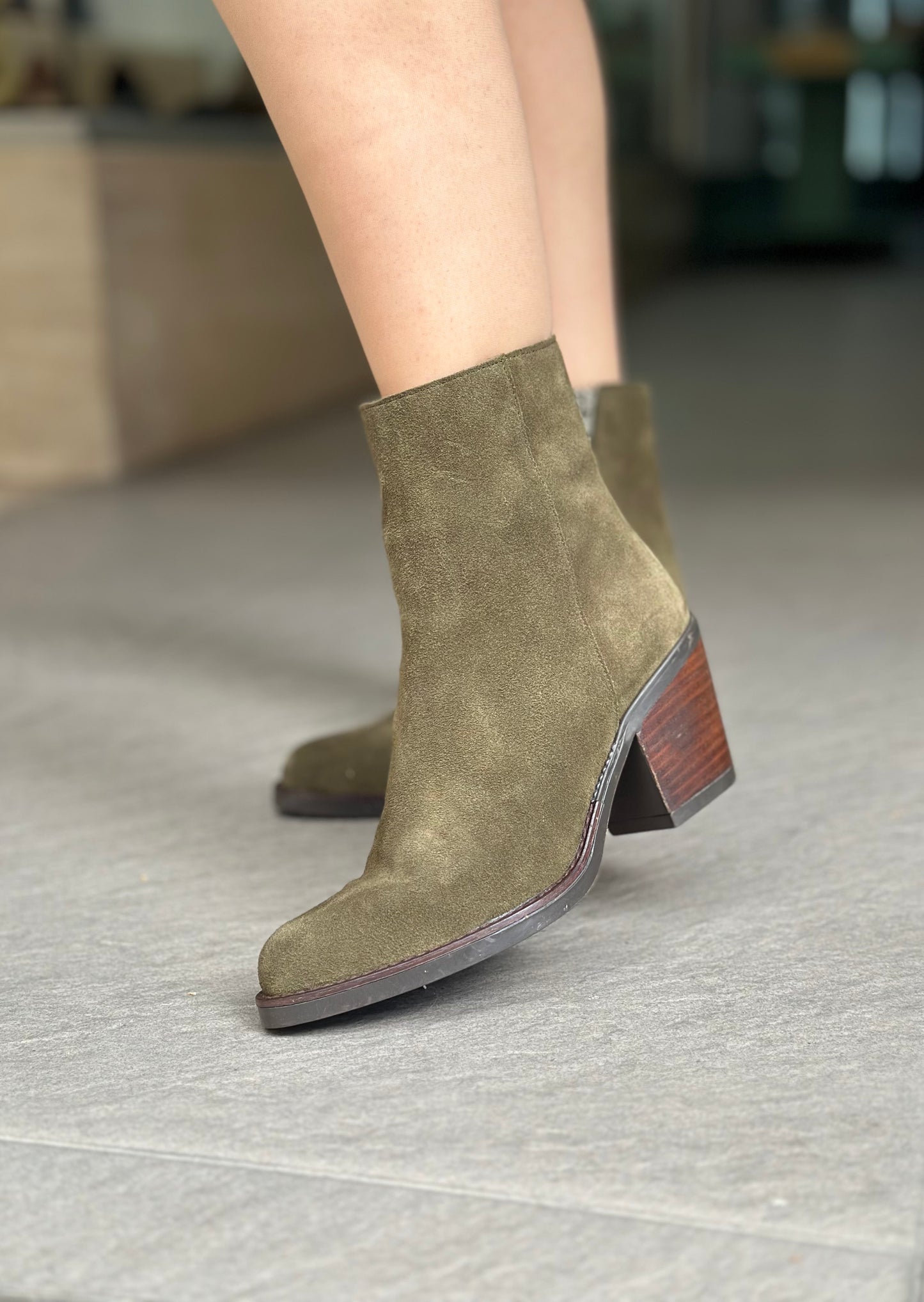 Bottines NGY MACHADO VELOUR VERT femme