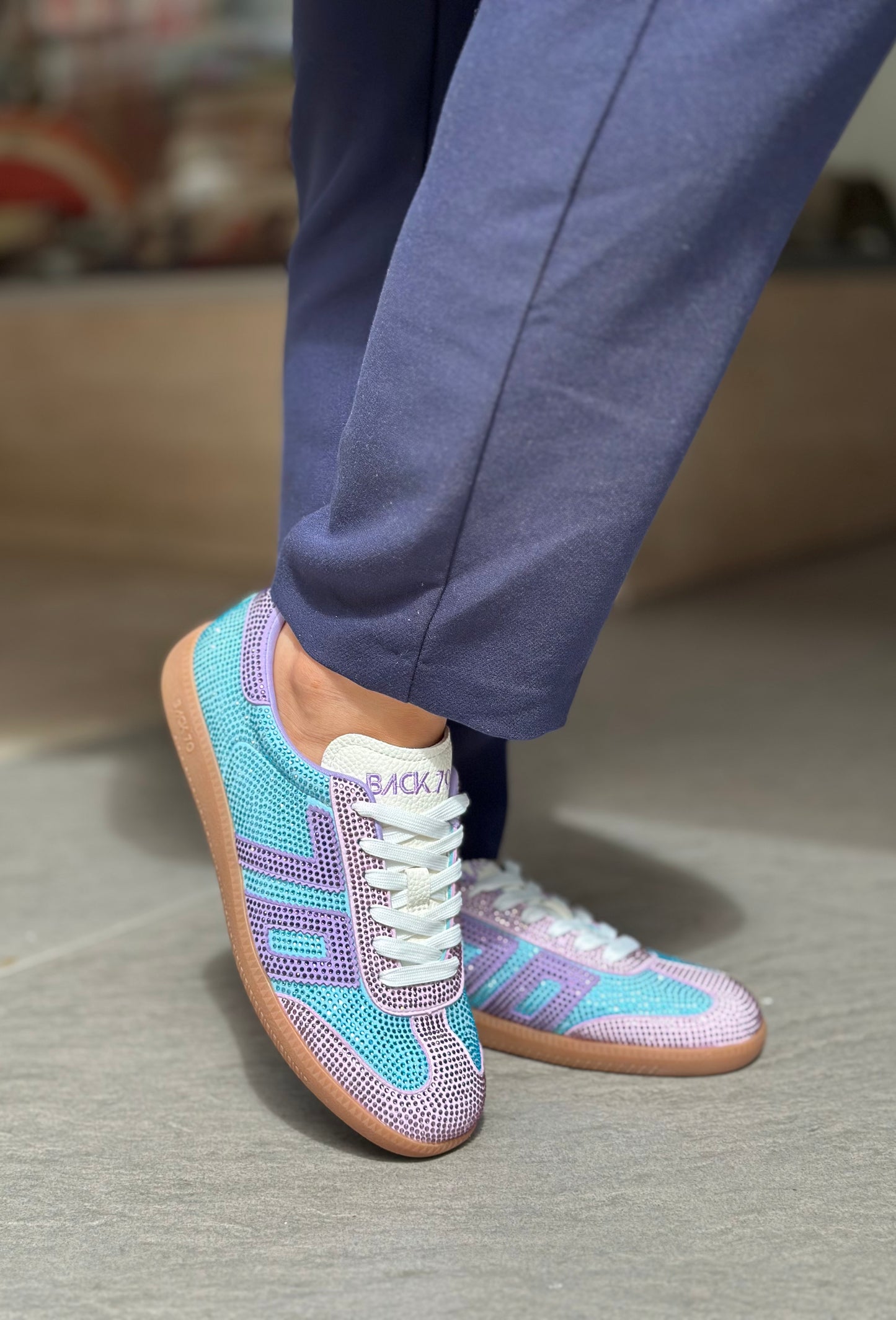 Basket BACK 70 STRASS CLOUD bleu/violet Femme