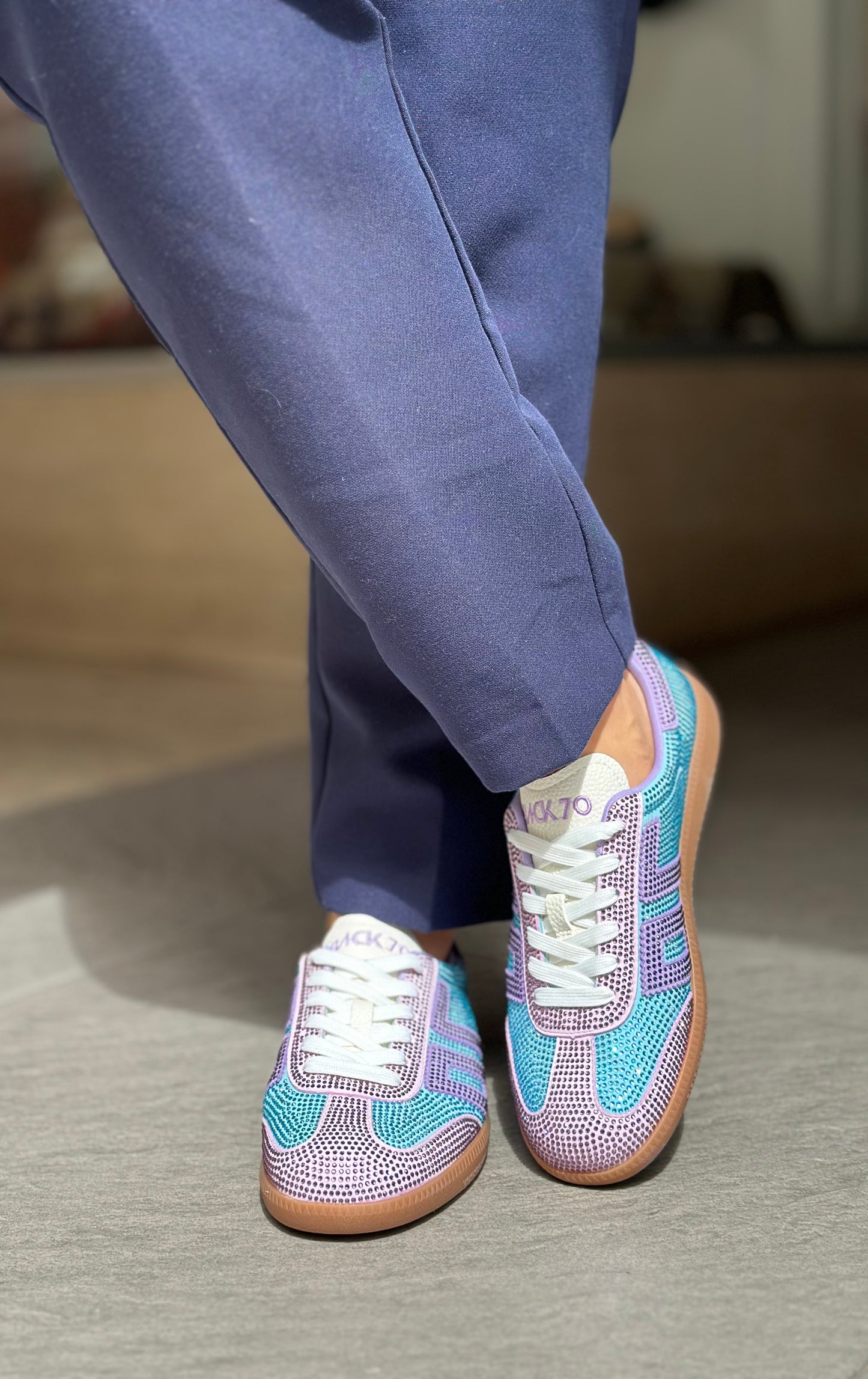 Basket BACK 70 STRASS CLOUD bleu/violet Femme