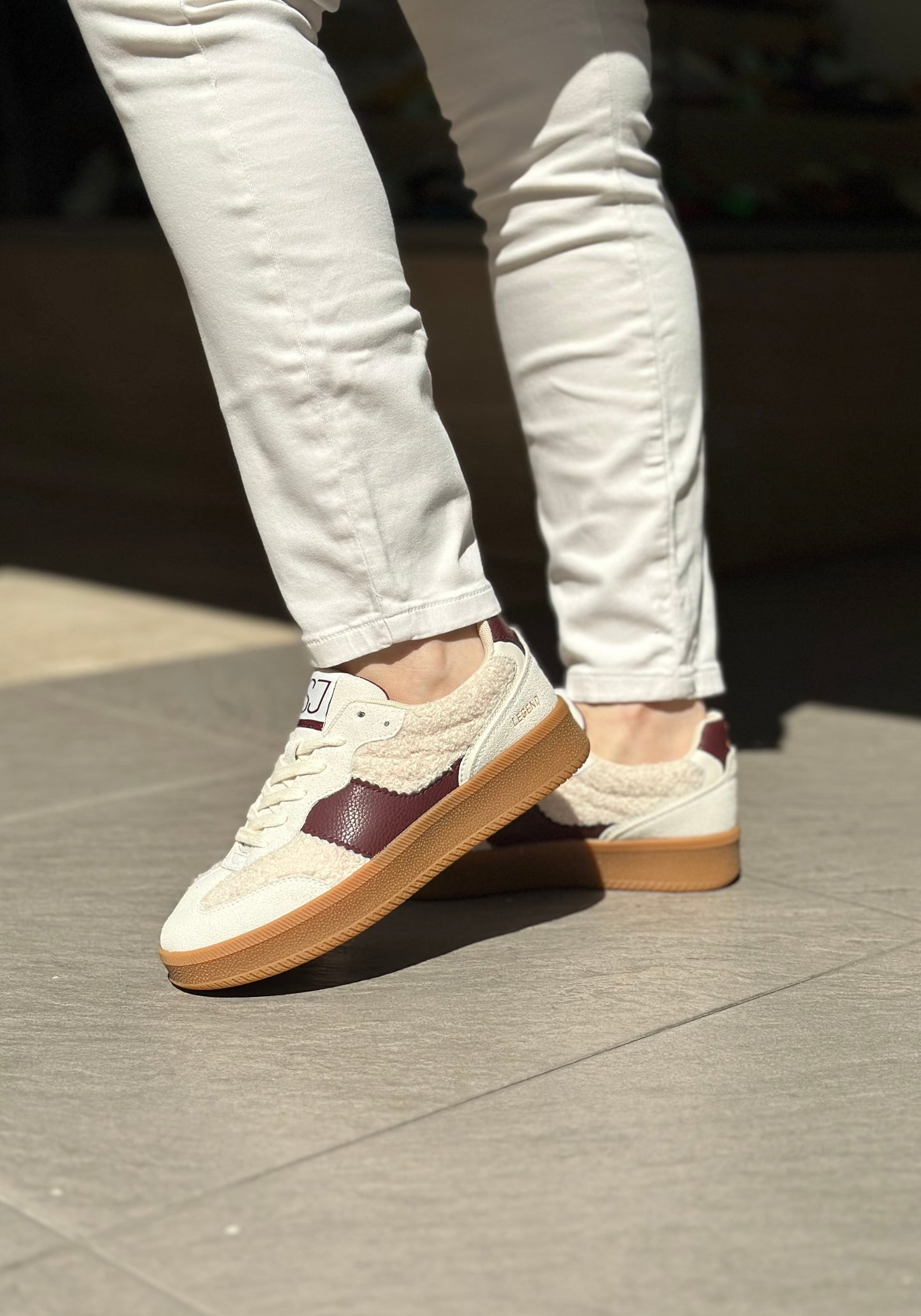 Baskets SJ FEMME Beige et bordeaux
