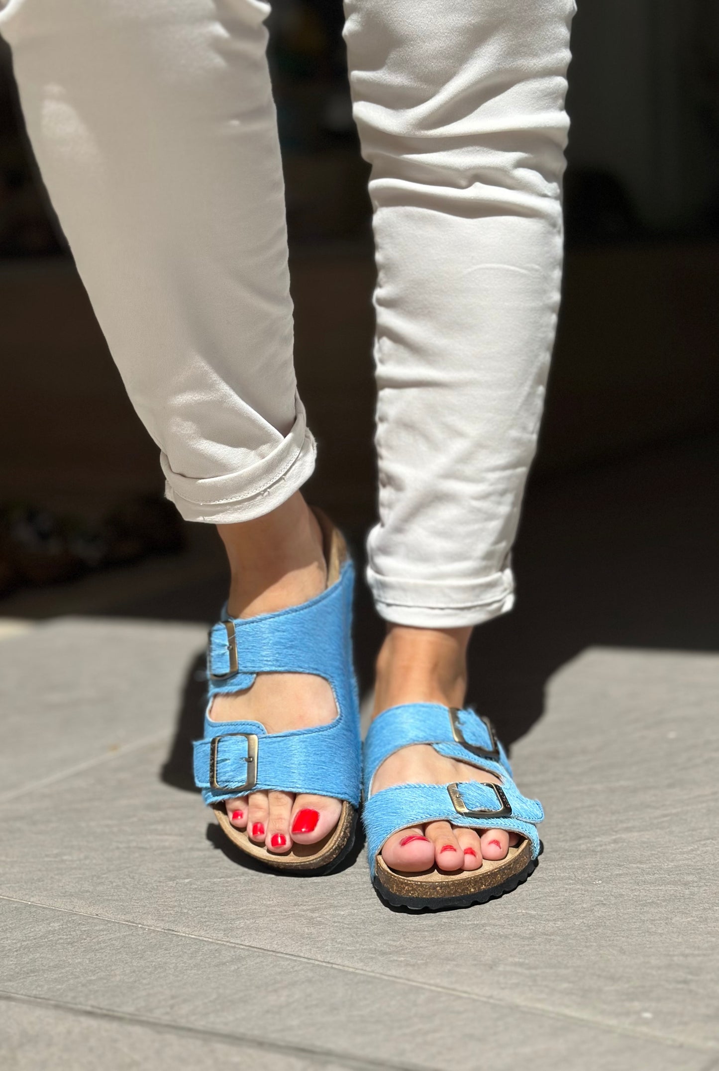 Nu-pieds CUBANAS Poilus BLEU femme