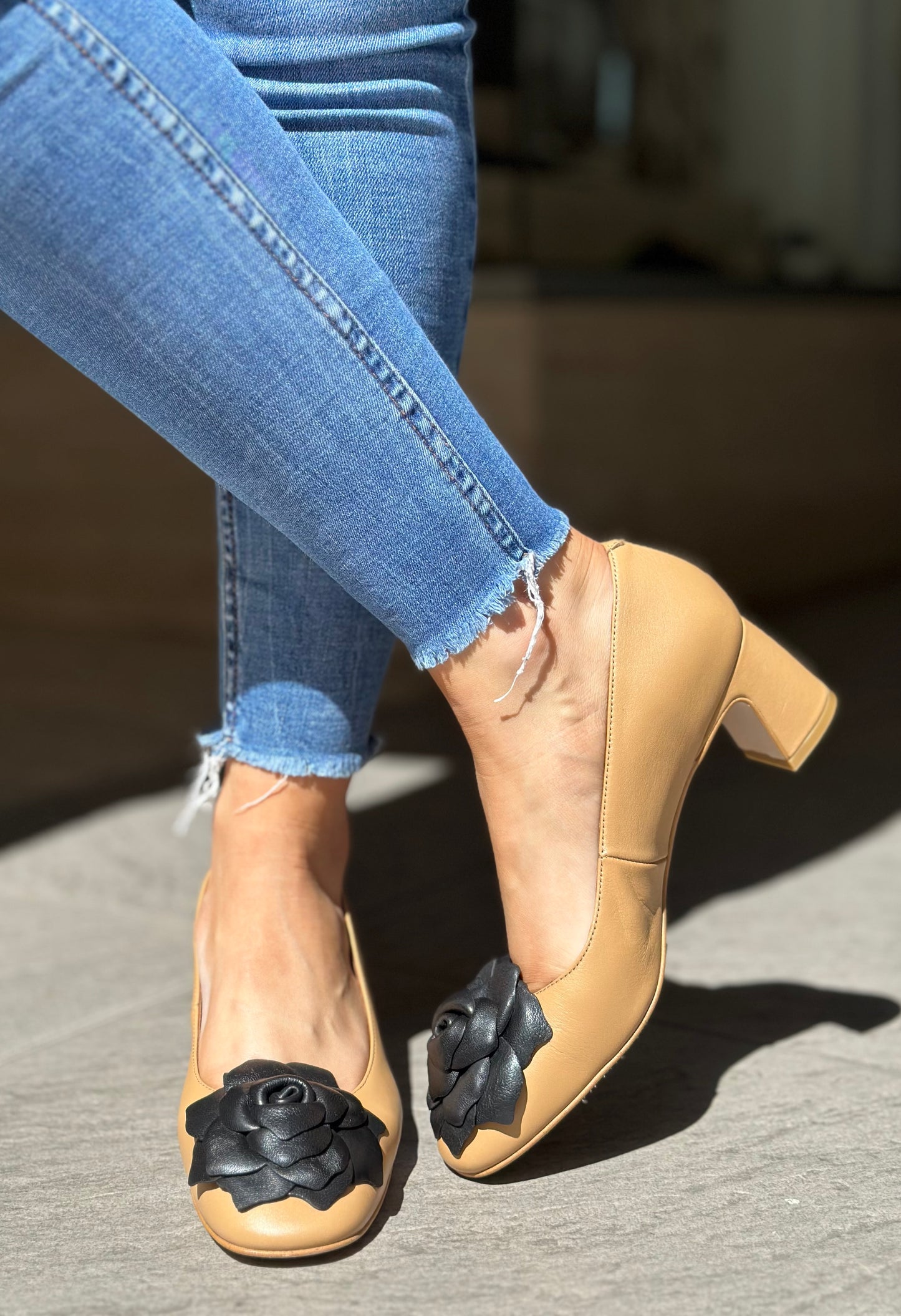 Ballerines à talons Angel Alarcon camel/noir femme