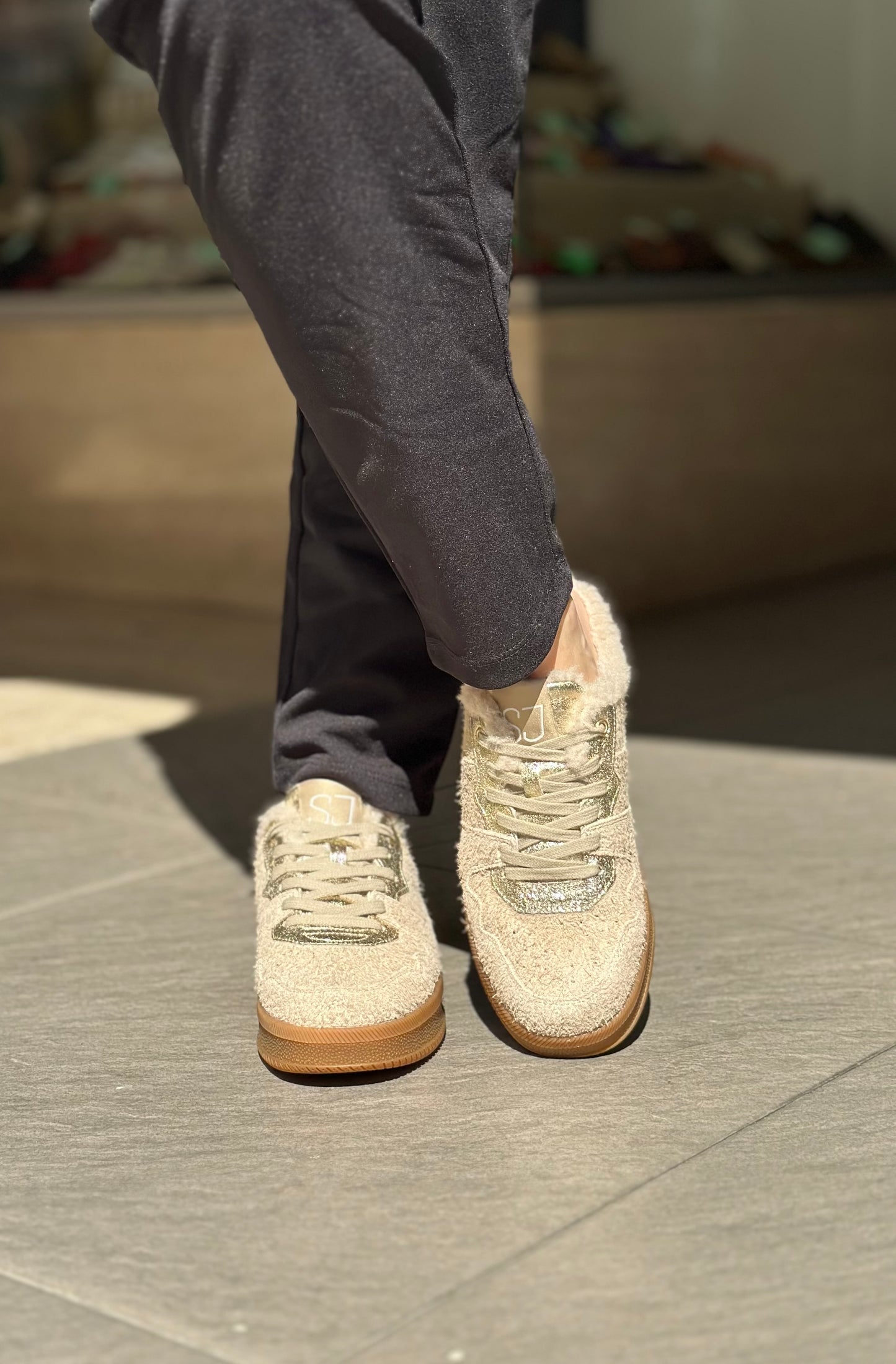 Baskets mules SJ FEMME Beige et doré
