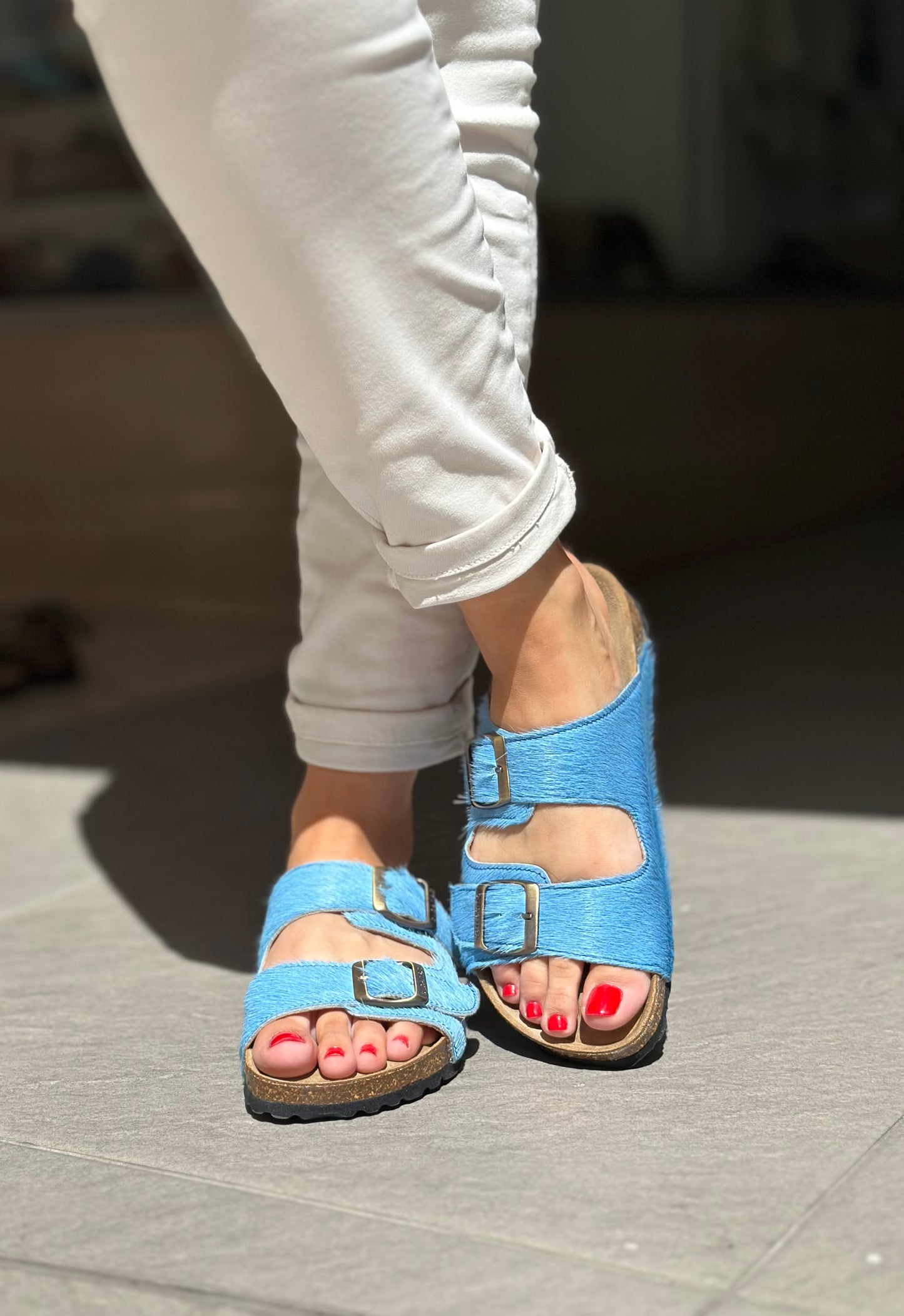 Nu-pieds CUBANAS Poilus BLEU femme