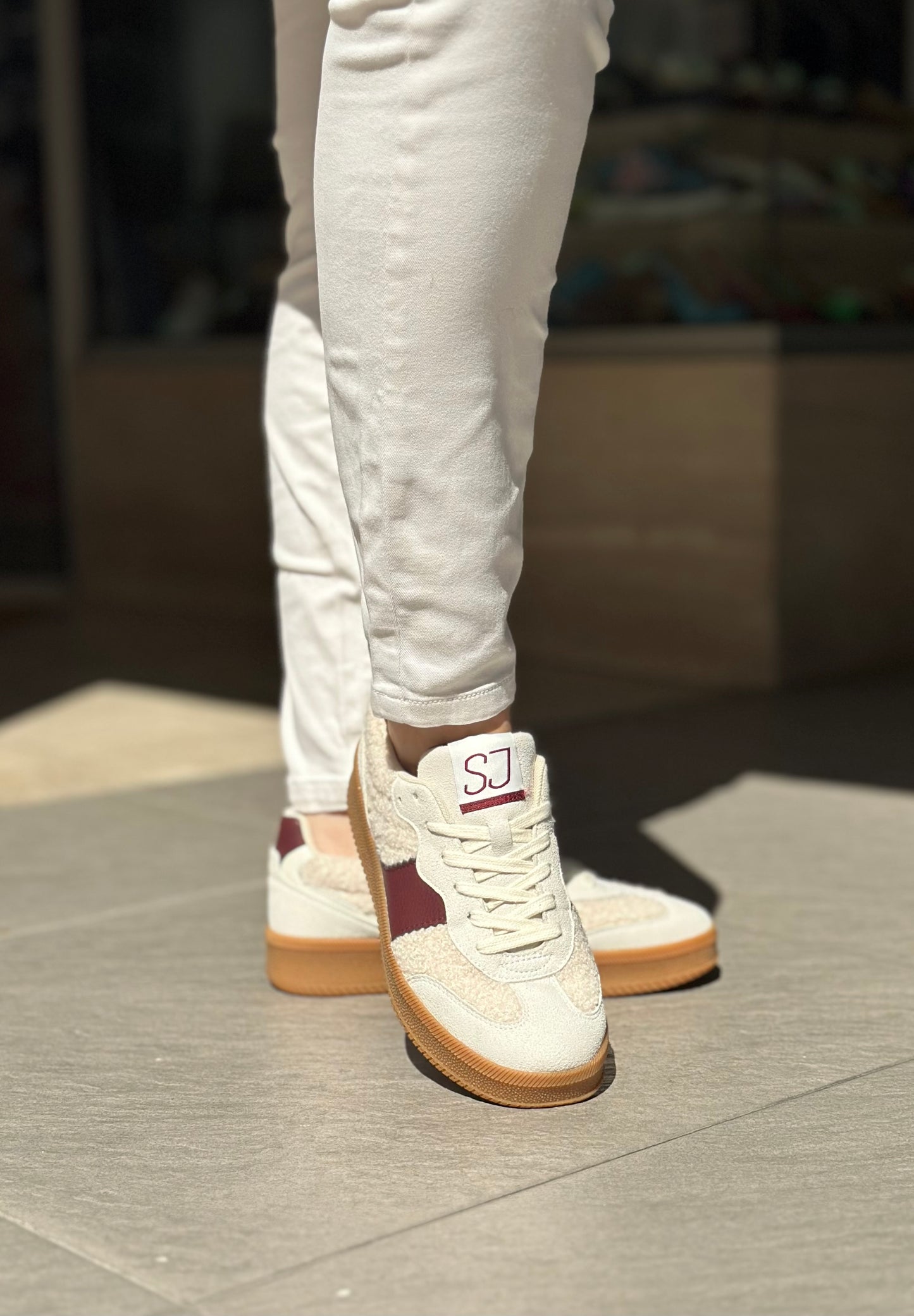 Baskets SJ FEMME Beige et bordeaux