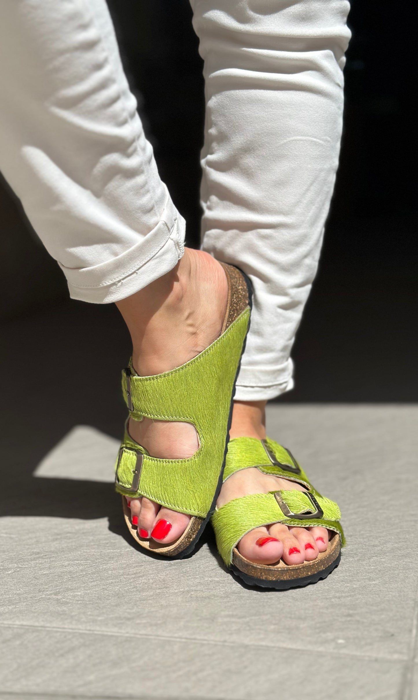 Nu-pieds CUBANAS Poilus vert femme
