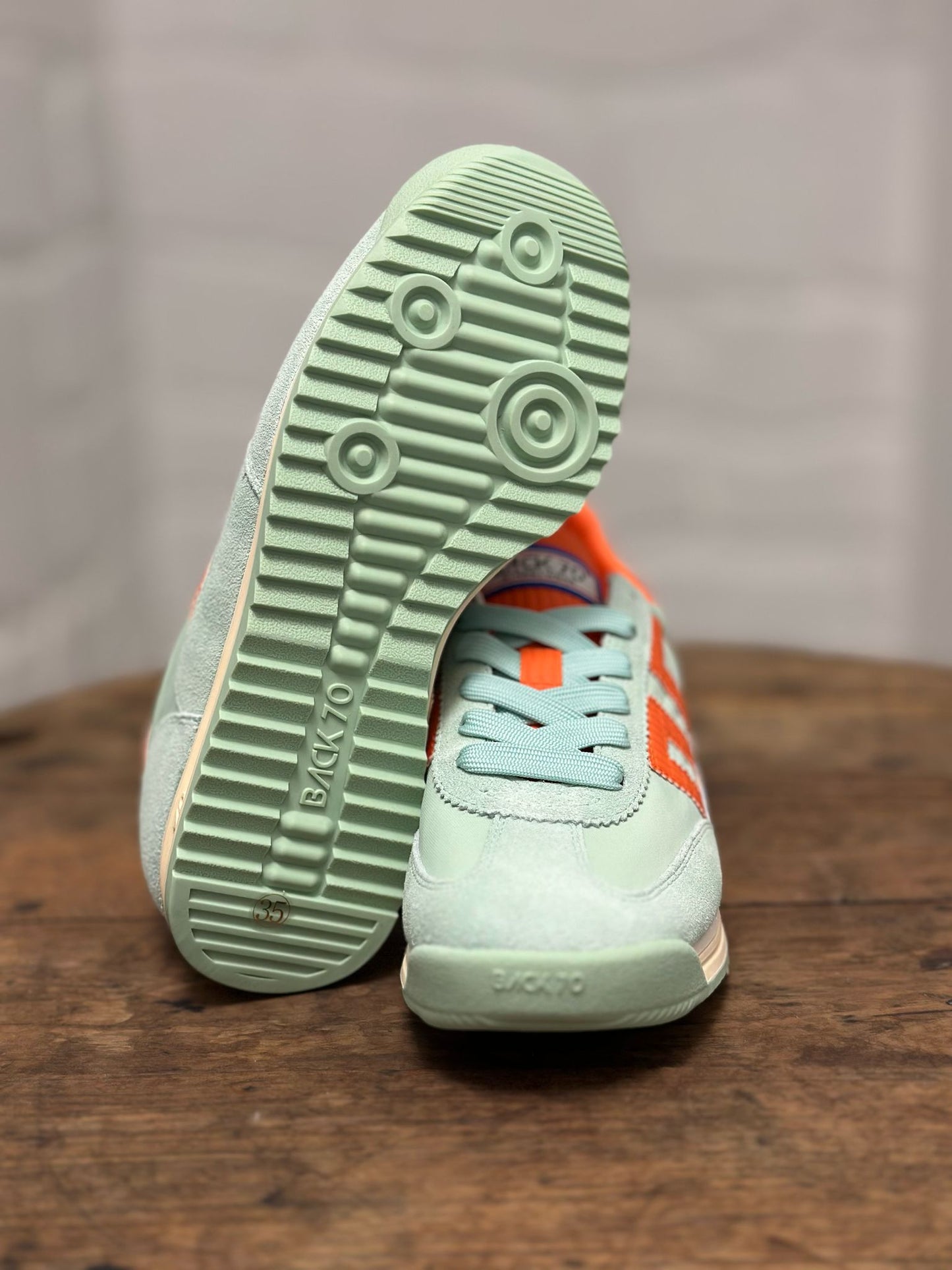 Baskets BACK 70 BARKLEY Vert clair/Croco orange Femme
