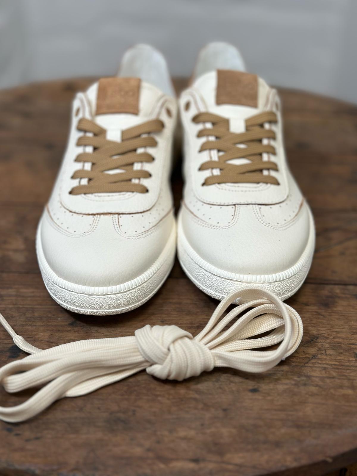 Baskets KEBO Blanc cassé et camel homme