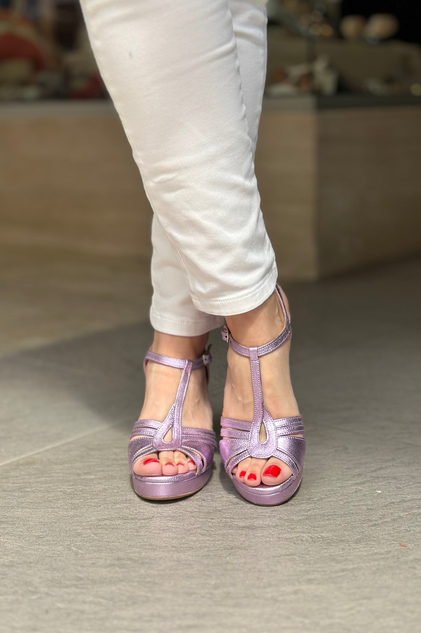 Nu-pieds à talons LES VENUES violet/rose irisé Femme