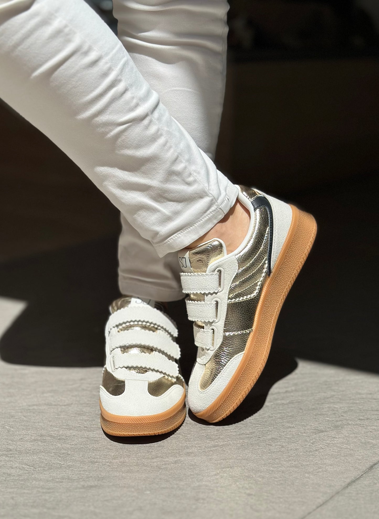 Baskets SJ FEMME Doré et blanche