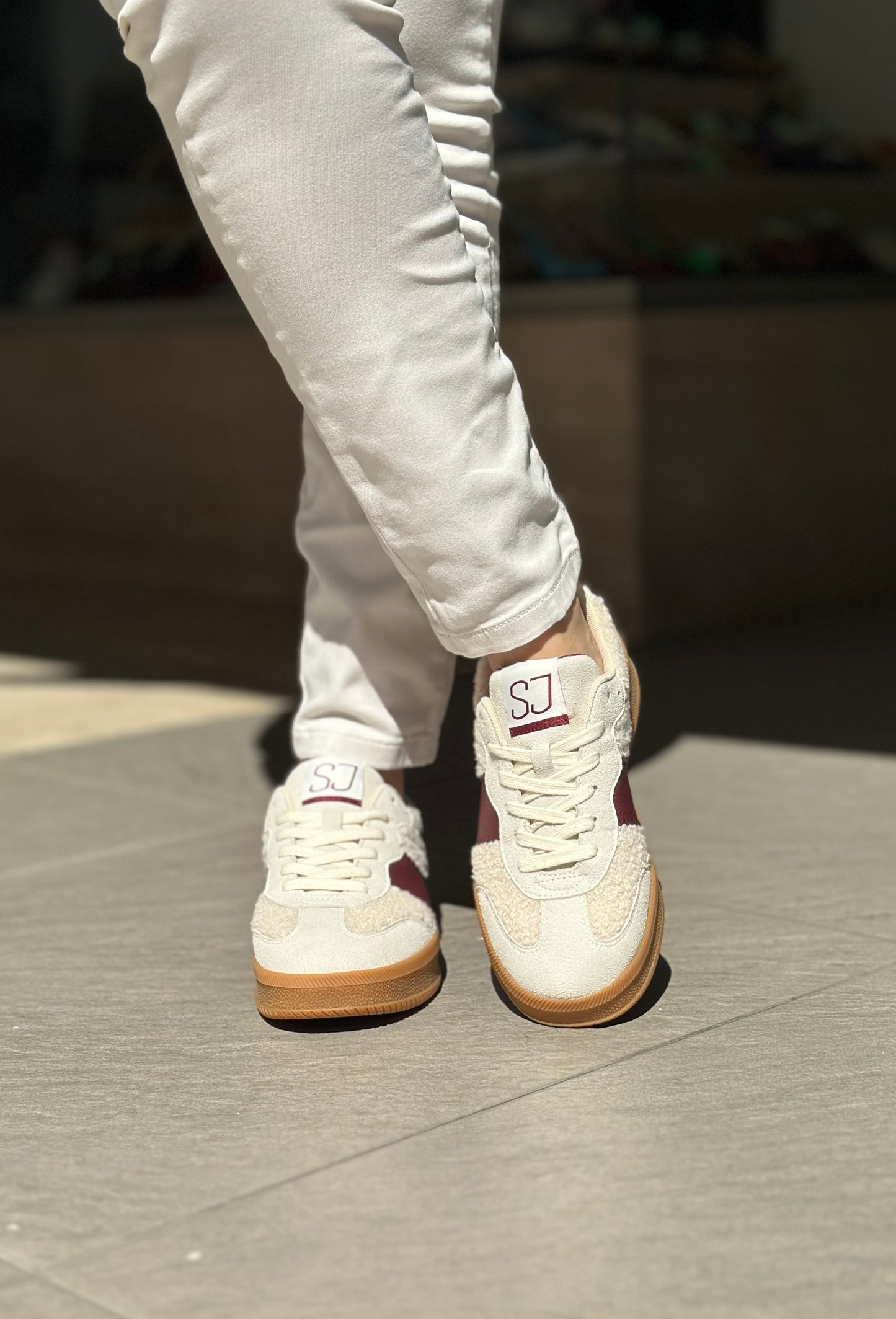 Baskets SJ FEMME Beige et bordeaux