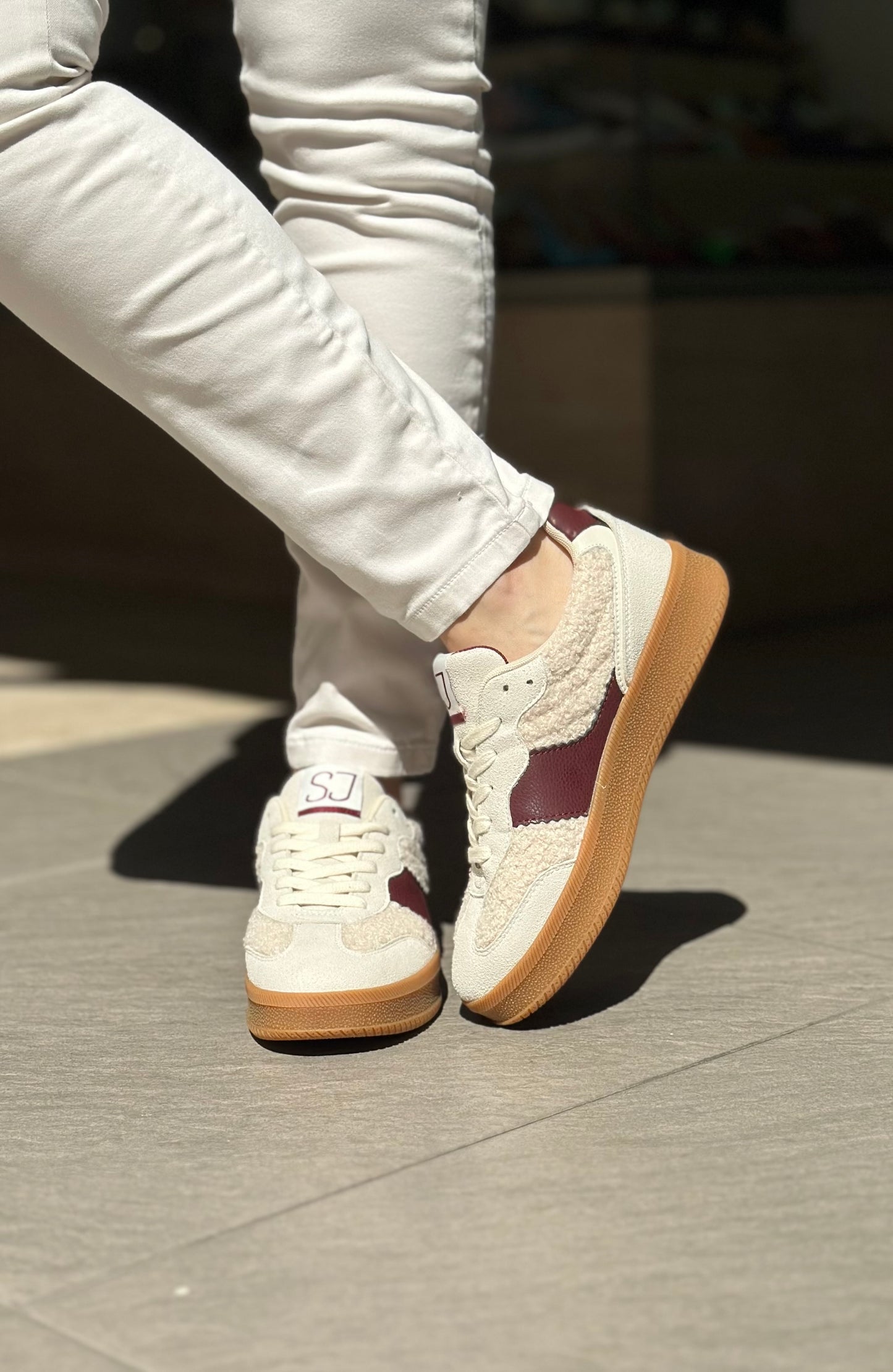 Baskets SJ FEMME Beige et bordeaux