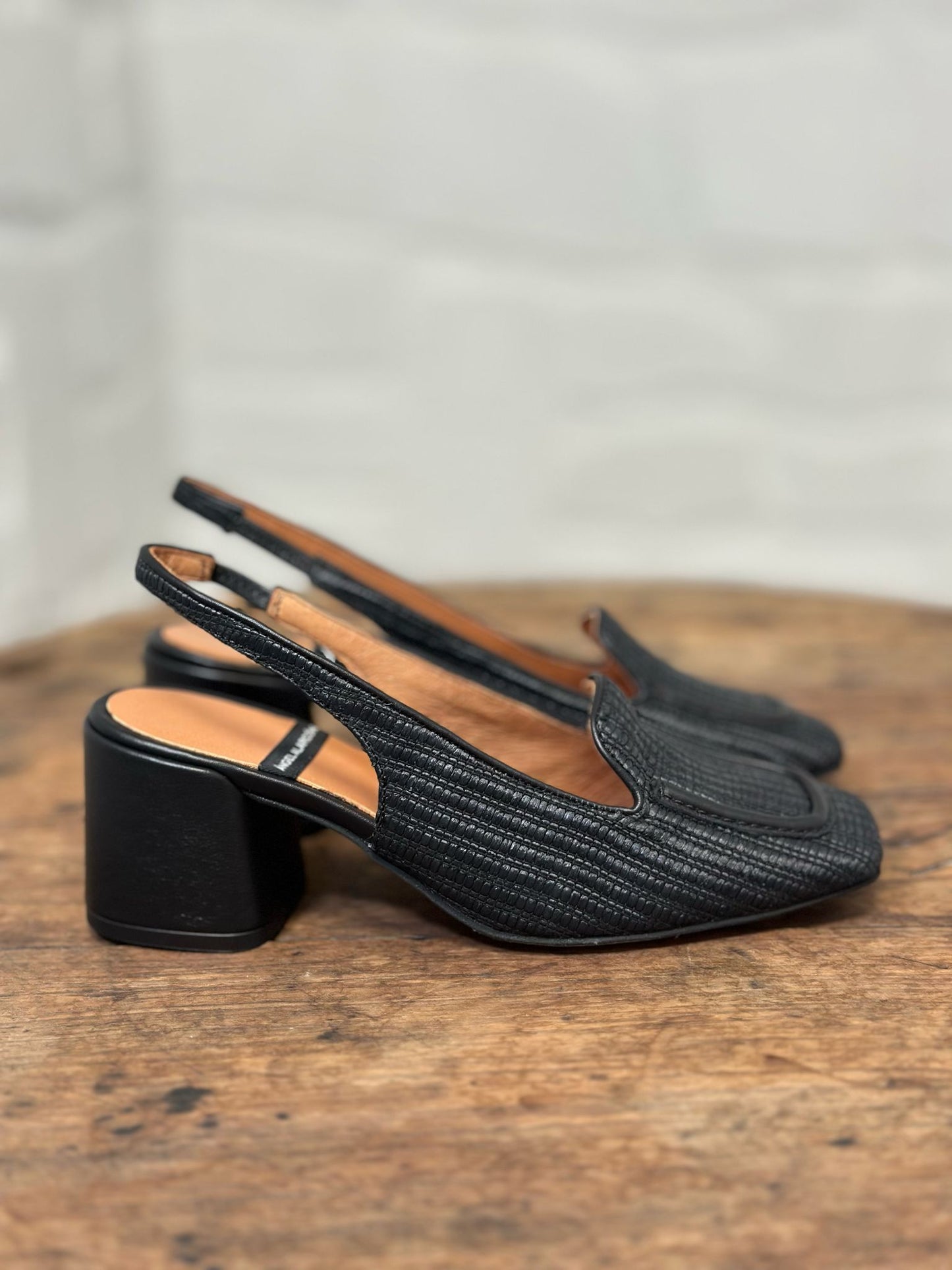 Slingback Angel Alarcon noir rafia femme