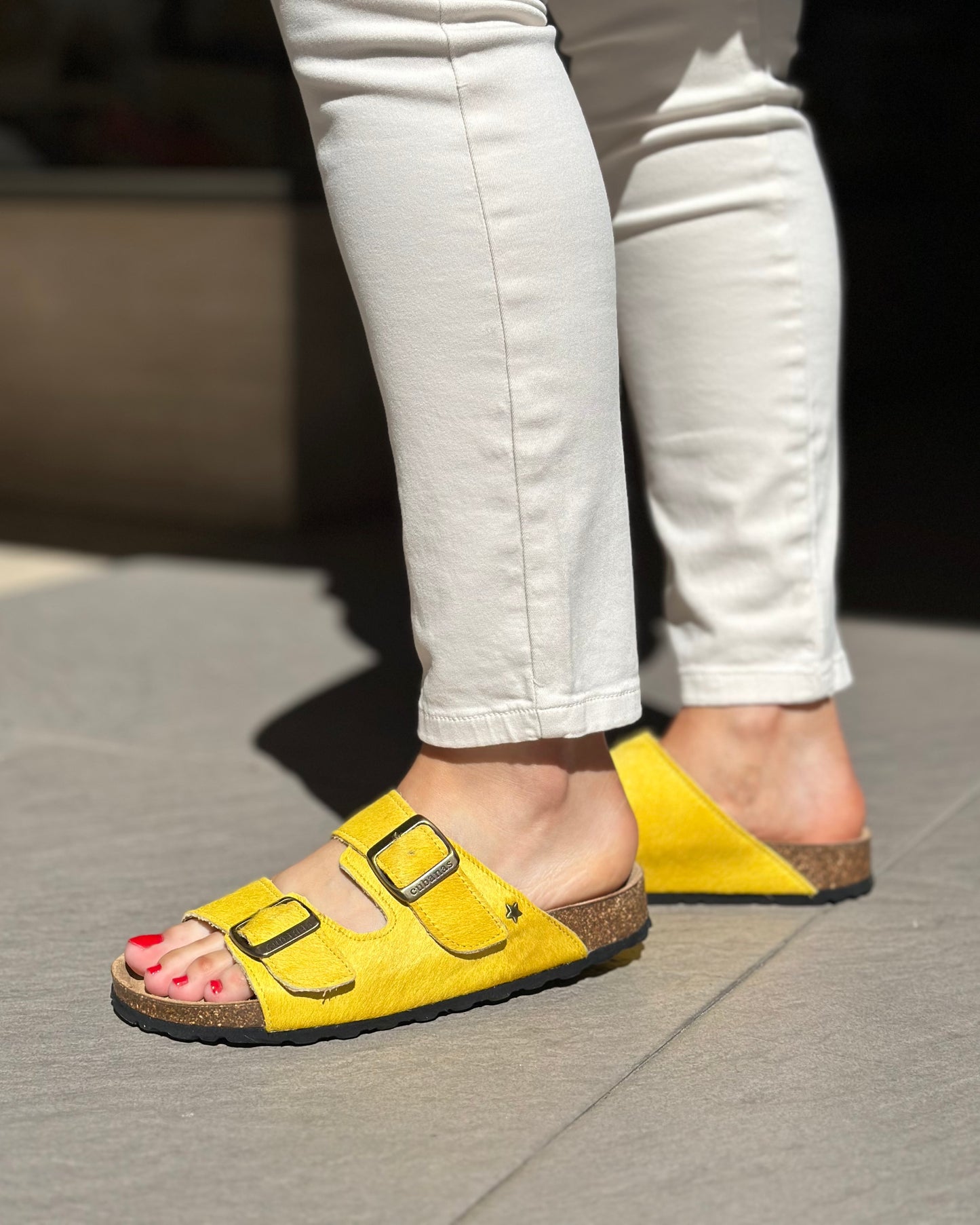 Nu-pieds CUBANAS Poilus jaune femme