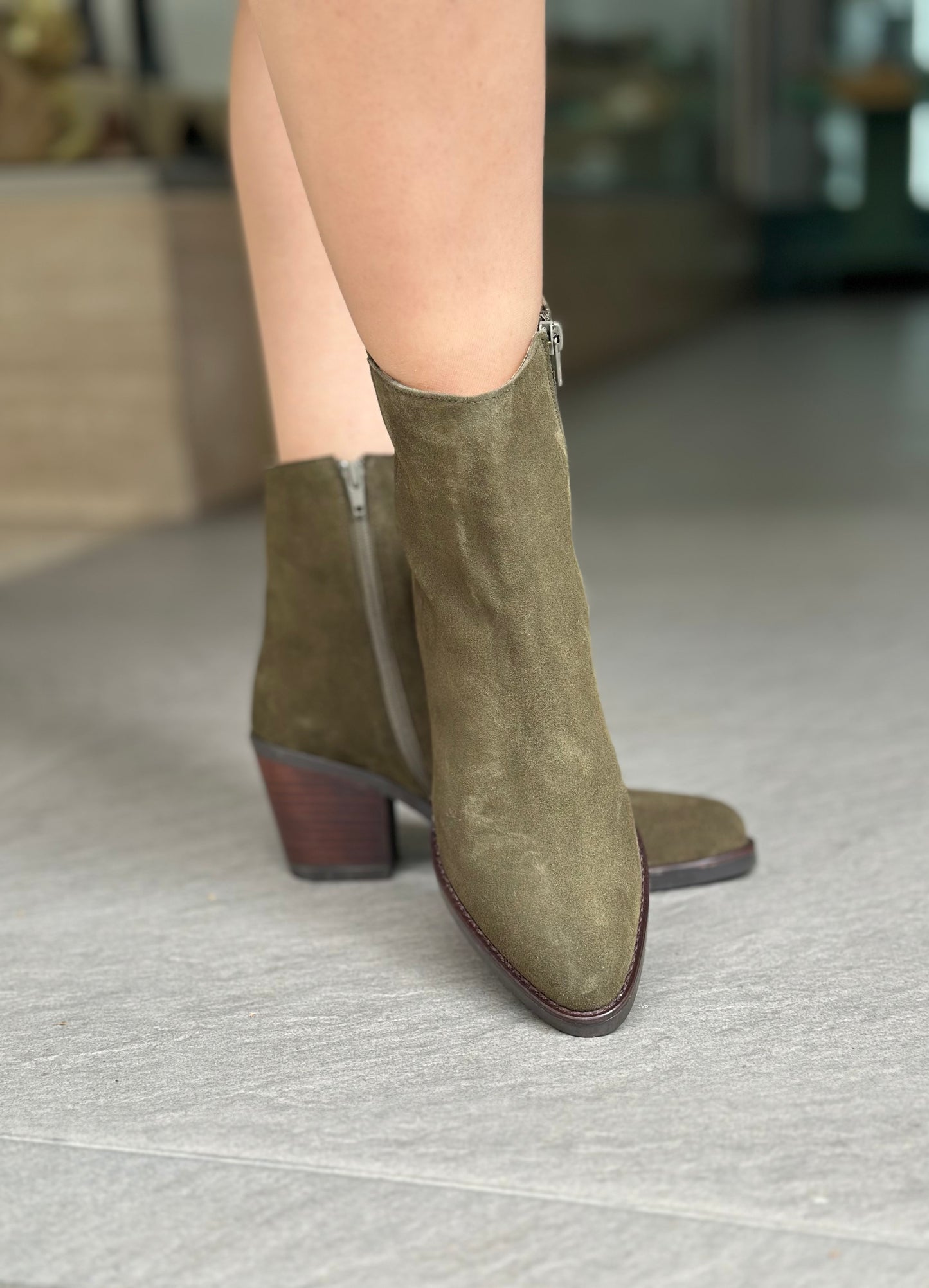 Bottines NGY MACHADO VELOUR VERT femme