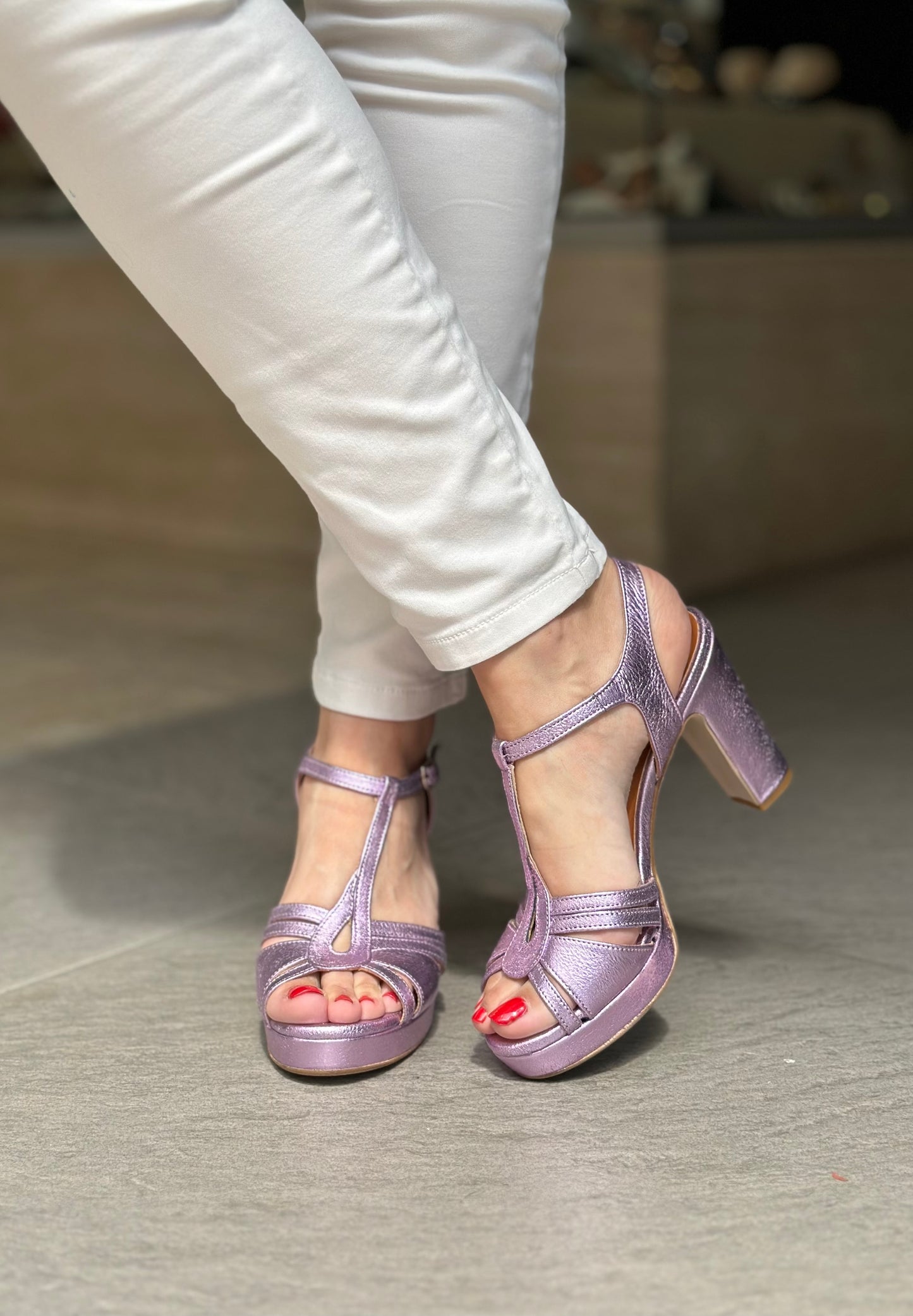 Nu-pieds à talons LES VENUES violet/rose irisé Femme