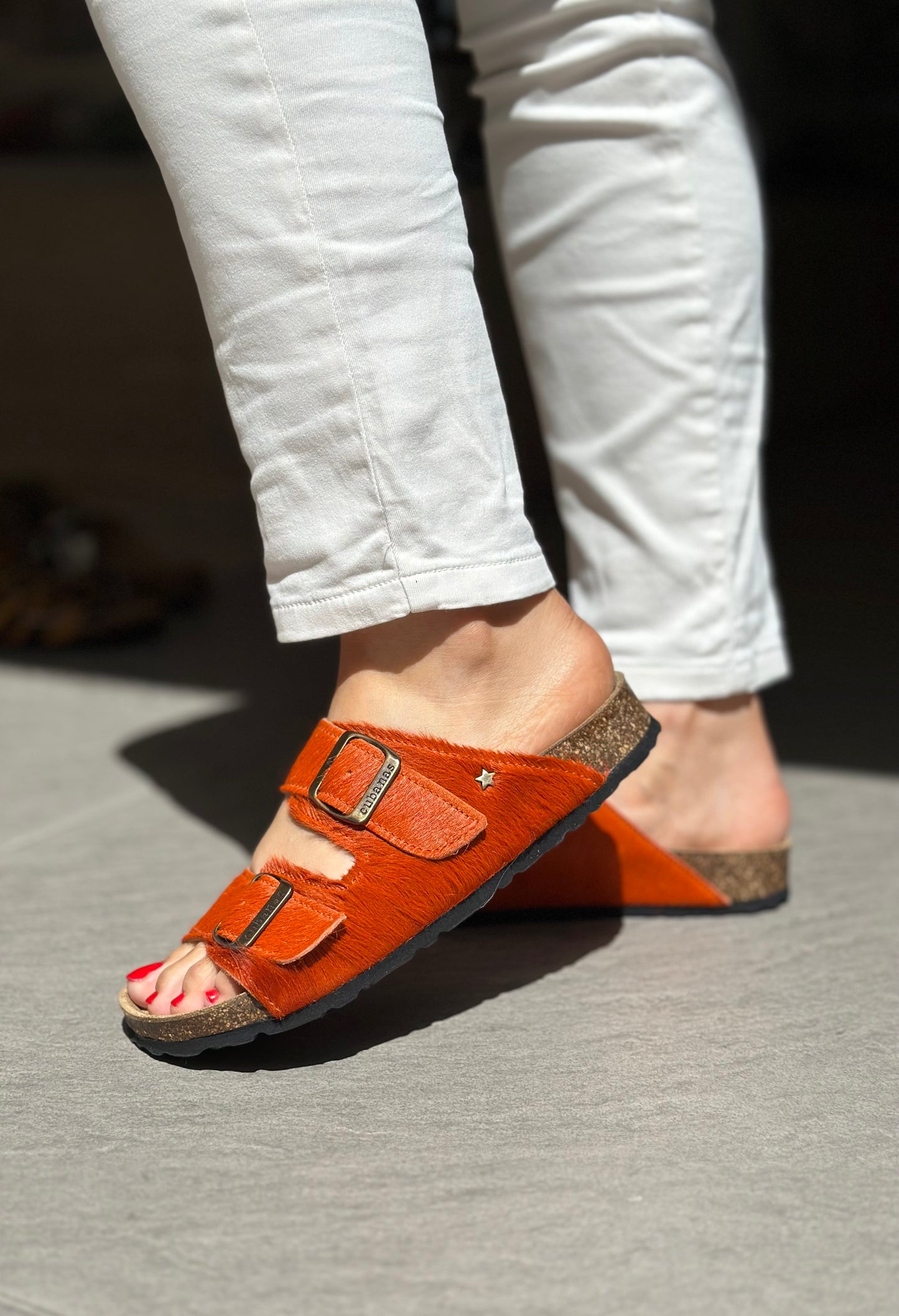 Nu-pieds CUBANAS Poilus orange femme