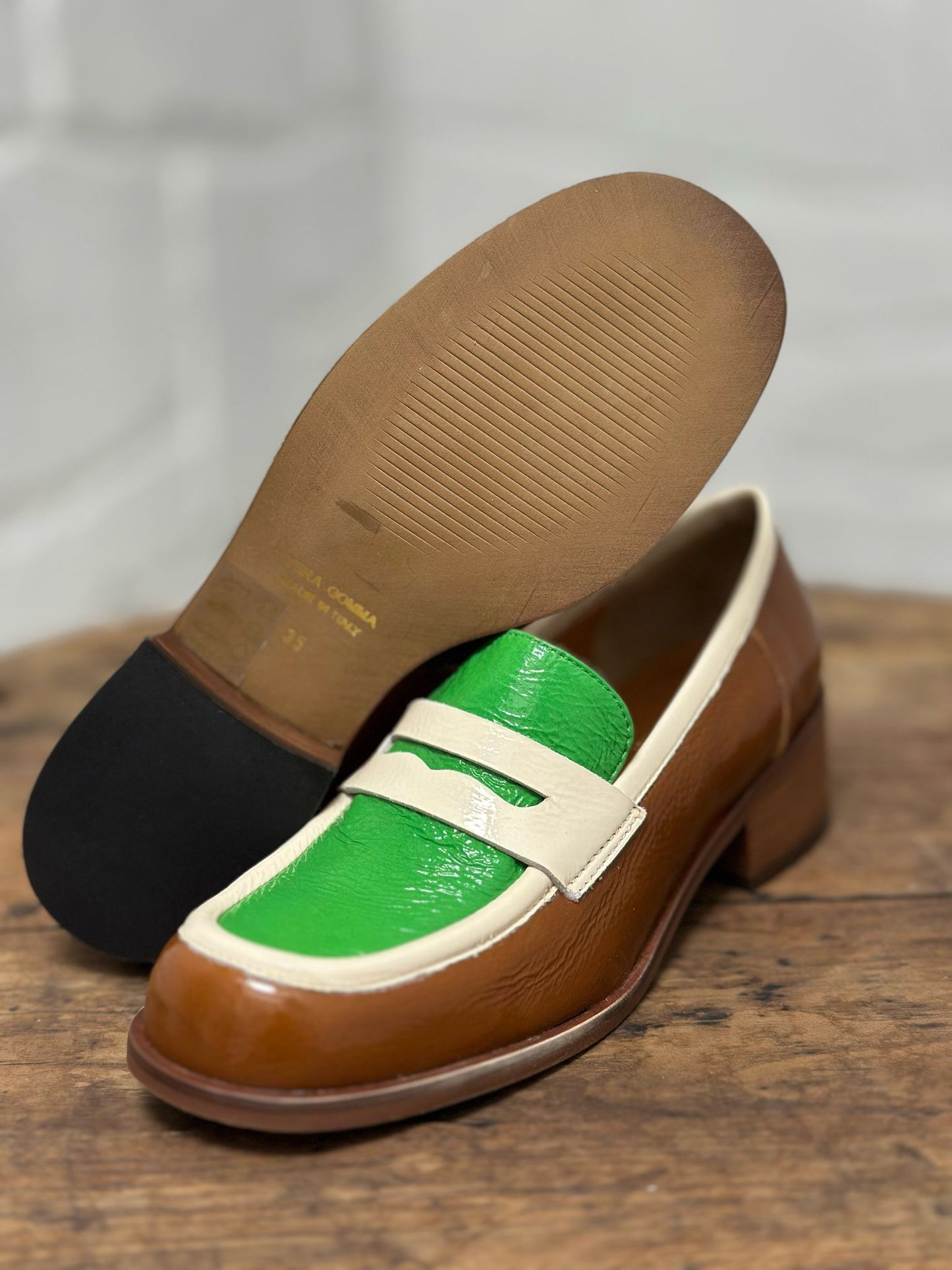 Mocassins LES VENUES Femme vert et marron