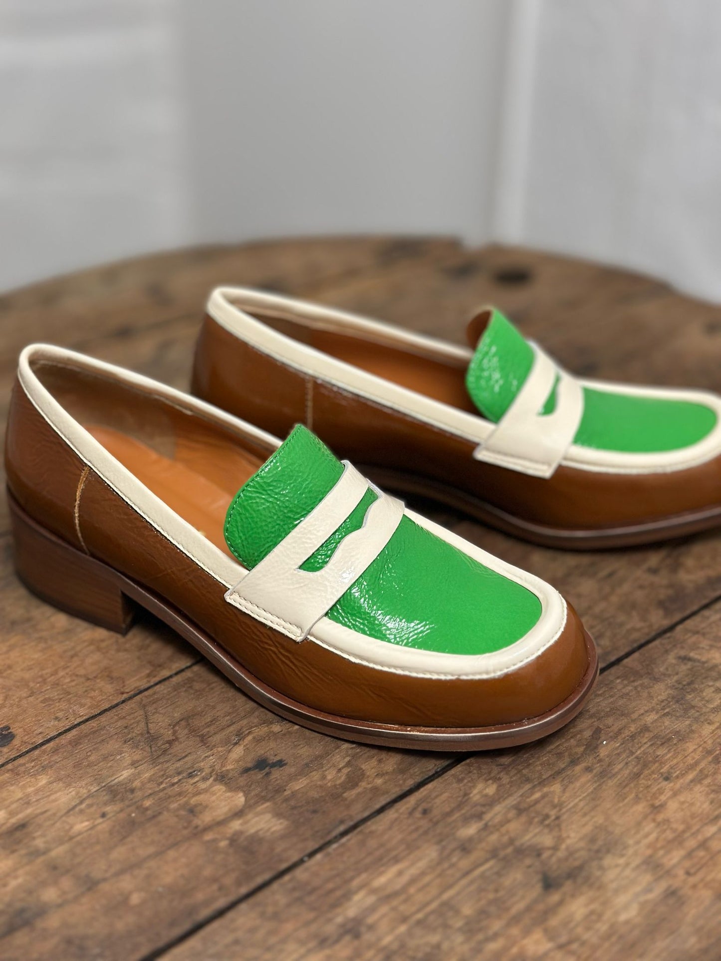 Mocassins LES VENUES Femme vert et marron