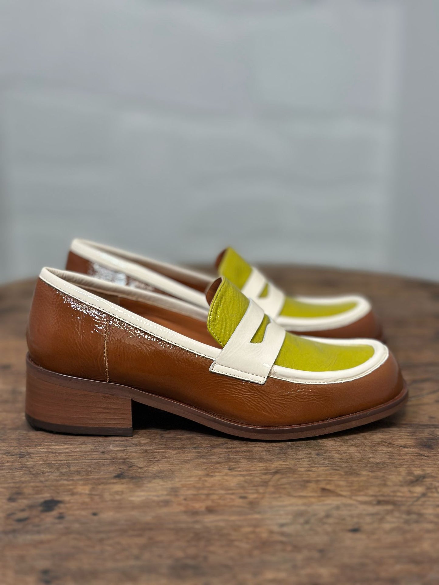 Mocassins LES VENUES Femme vert/jaune et marron