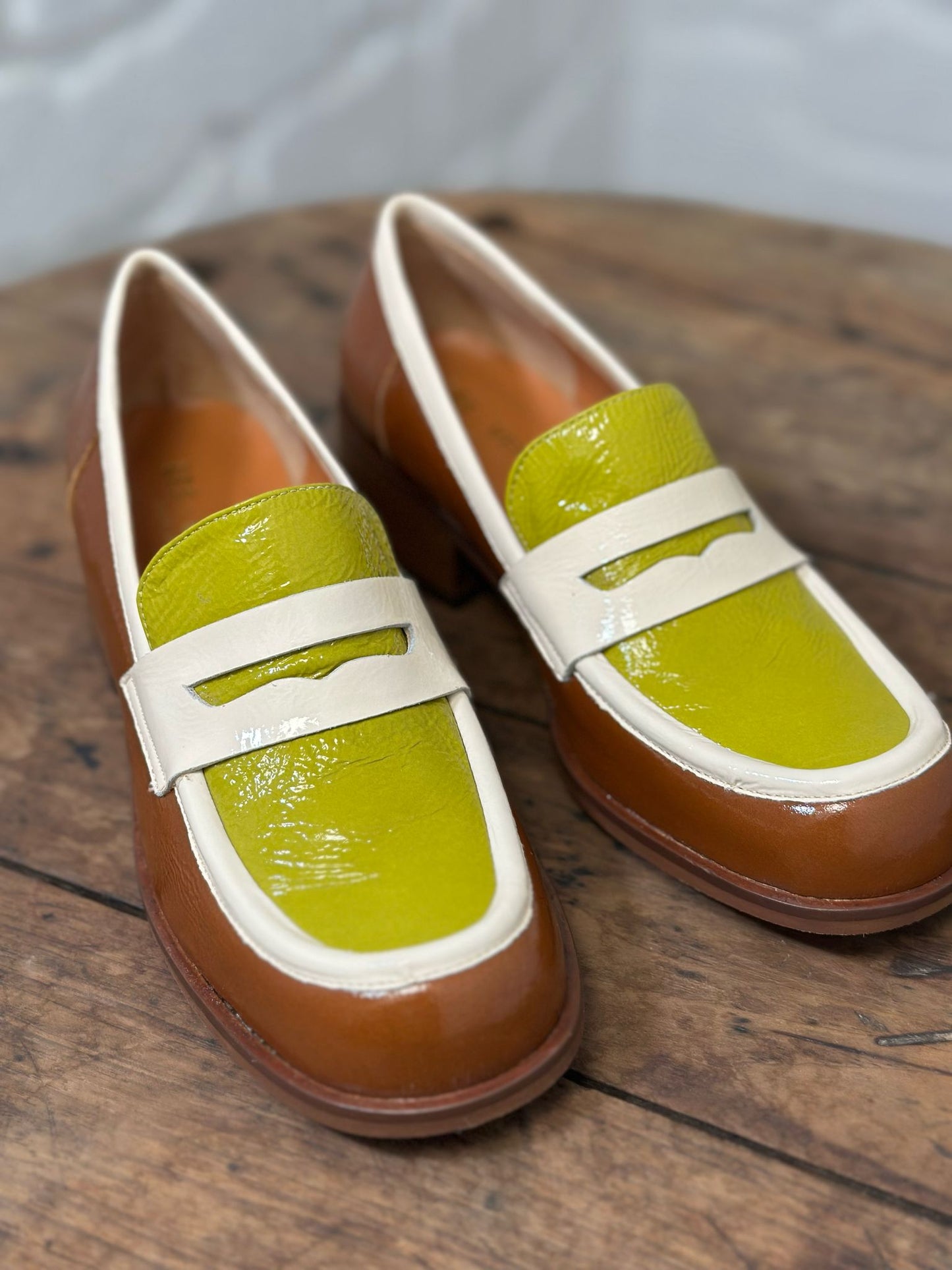 Mocassins LES VENUES Femme vert/jaune et marron